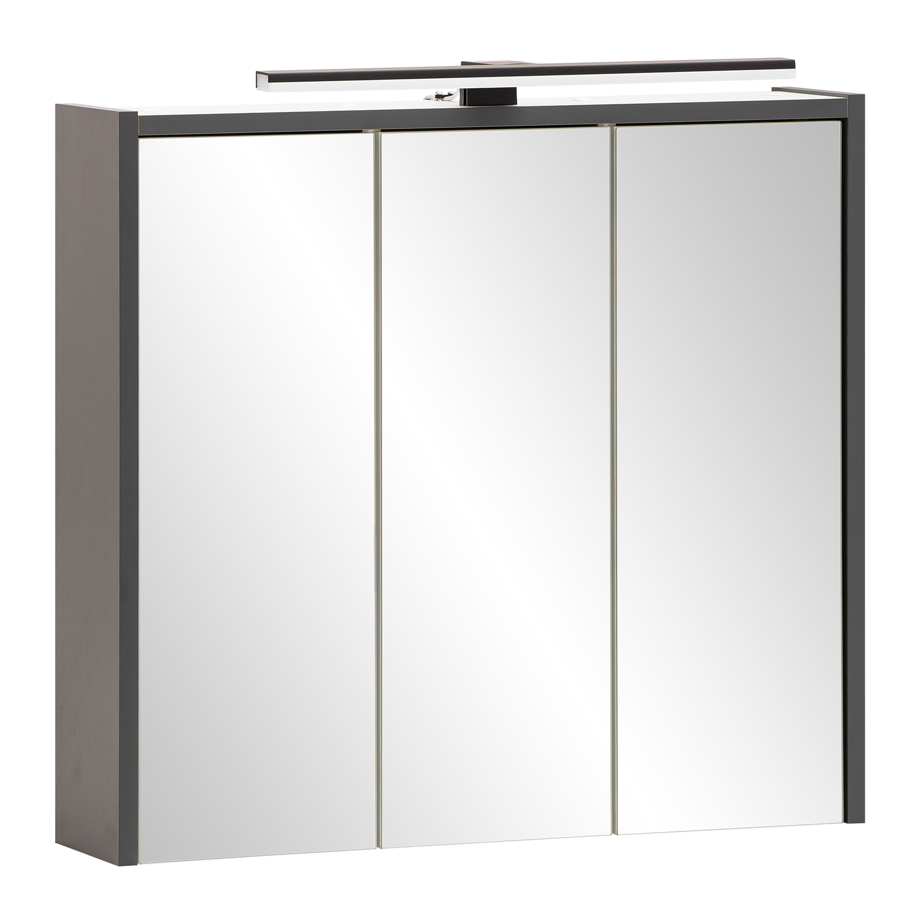 3D-Spiegelschrank - anthrazit - mit LED-Beleuchtung - 65 cm breit
