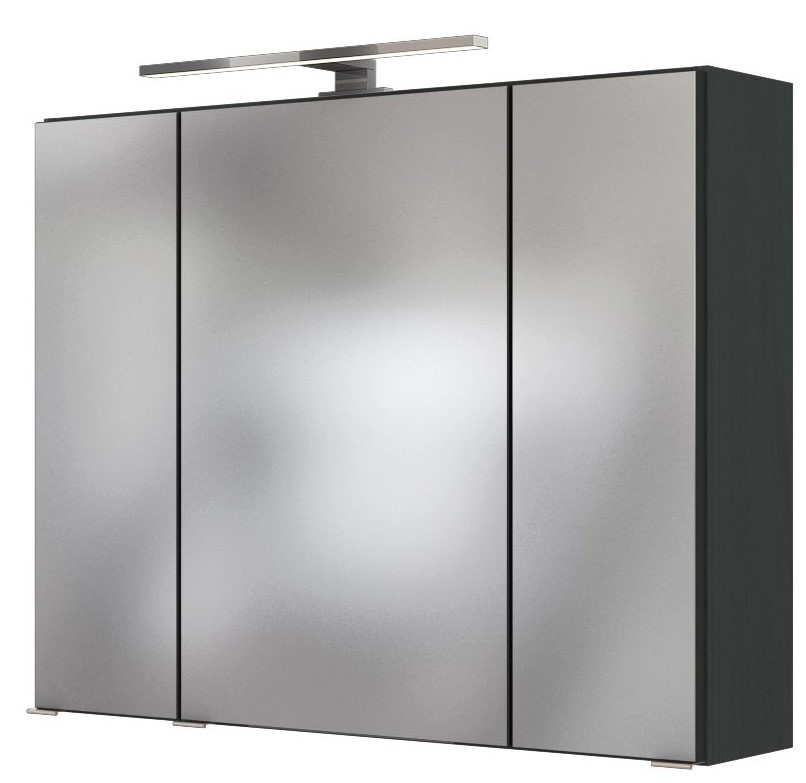 3D-Spiegelschrank BAABE - graphit - mit LED-Beleuchtung - 80 cm
