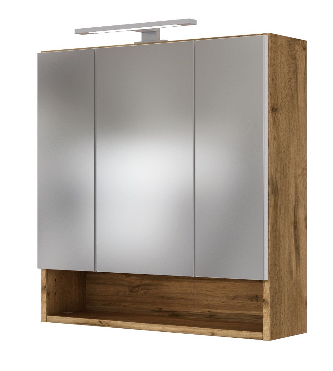 3D Spiegelschrank LIVORNO - Wotaneiche - mit Beleuchtung - 60 cm