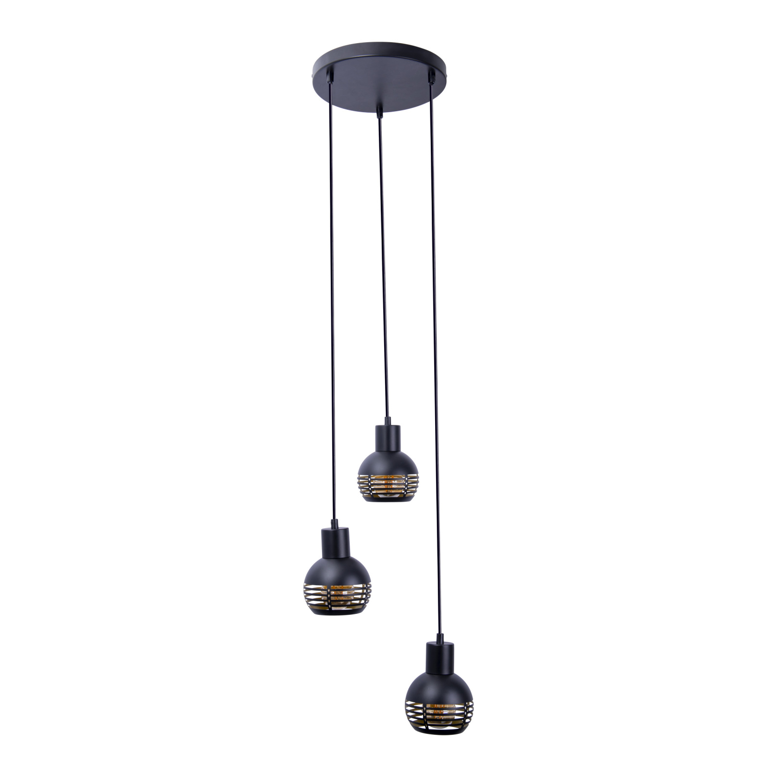 3er Pendelleuchte CASCO - schwarz - 25 cm
