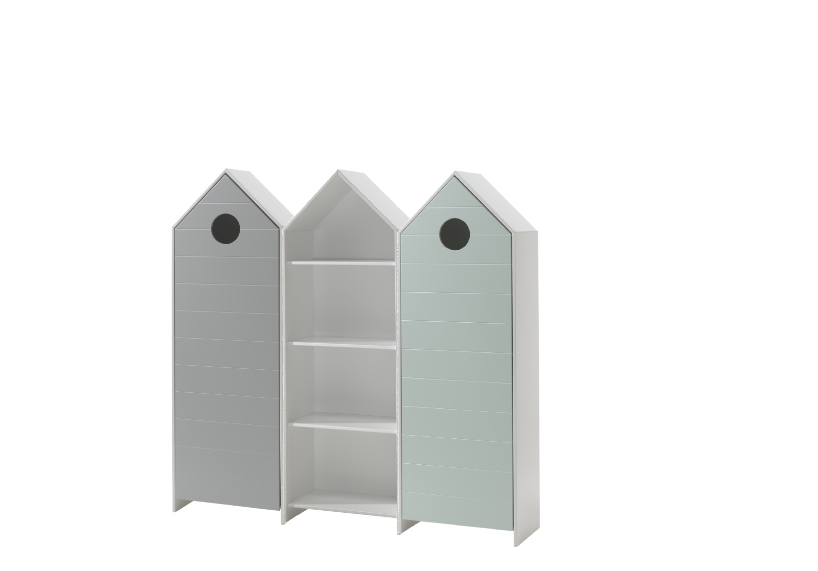 3er-Schrank-Set CASAMI - weiß-grau-mint - Strandhaus-Design - 172 cm breit