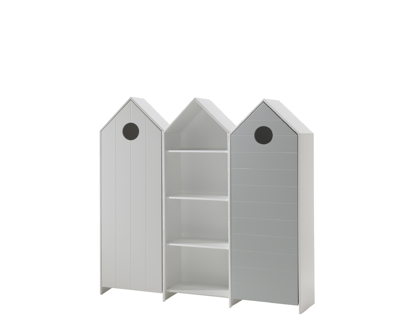 3er-Schrank-Set CASAMI - weiß-grau - Strandhaus-Design - 172 cm breit