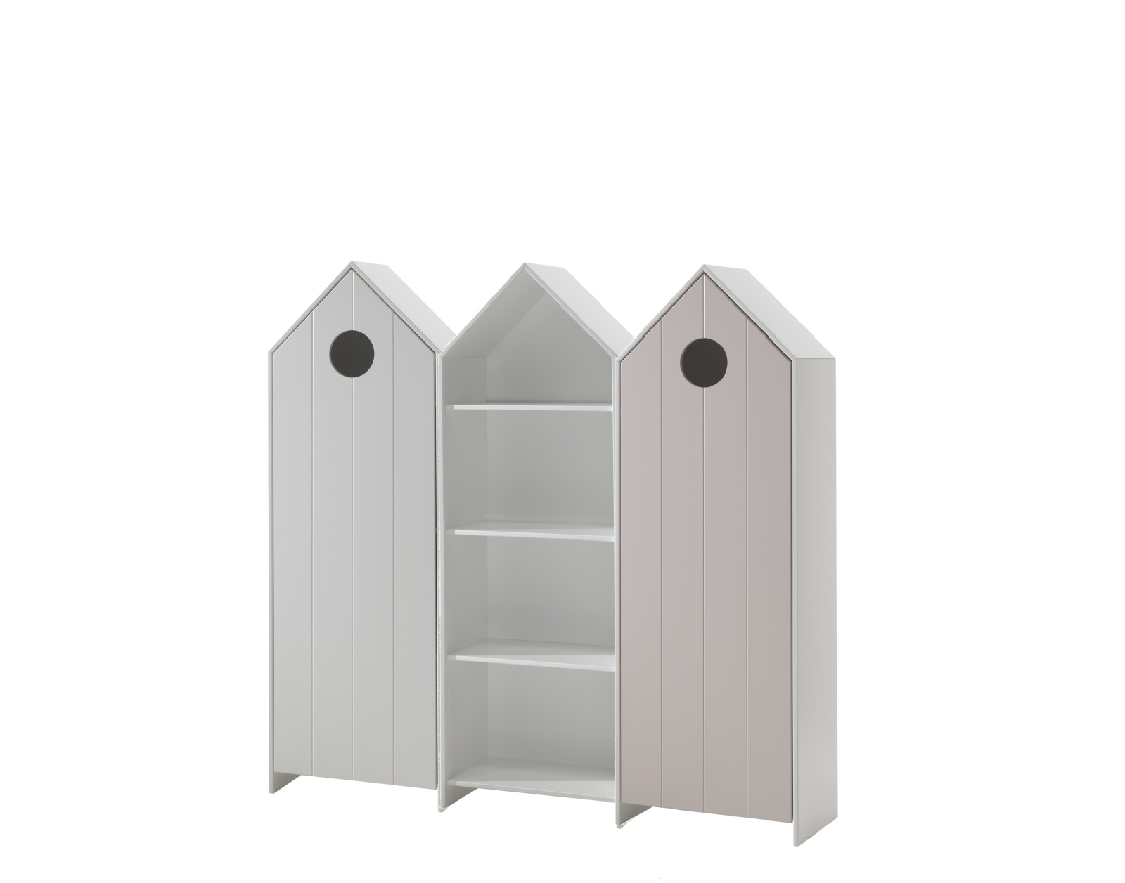3er-Schrank-Set CASAMI - weiß-rosa - Strandhaus-Design - 172 cm breit