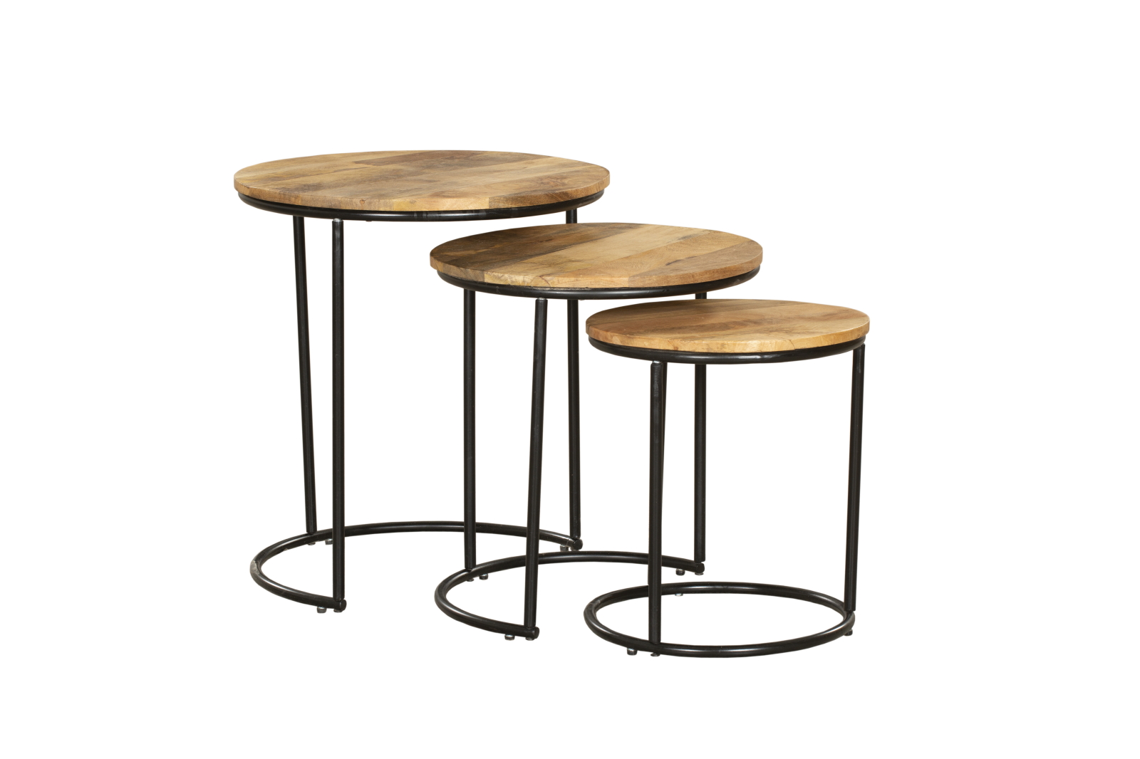 3er-Set Beistelltisch MADURAI - Mango - Massivholz