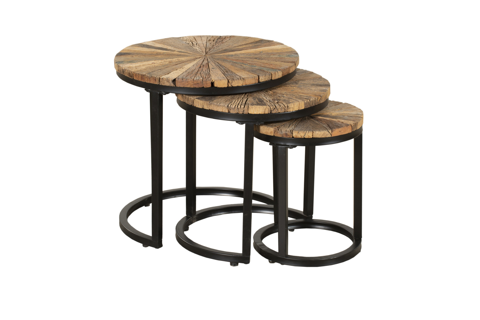 3er-Set Beistelltisch MANDYA - braun-schwarz - 46 cm