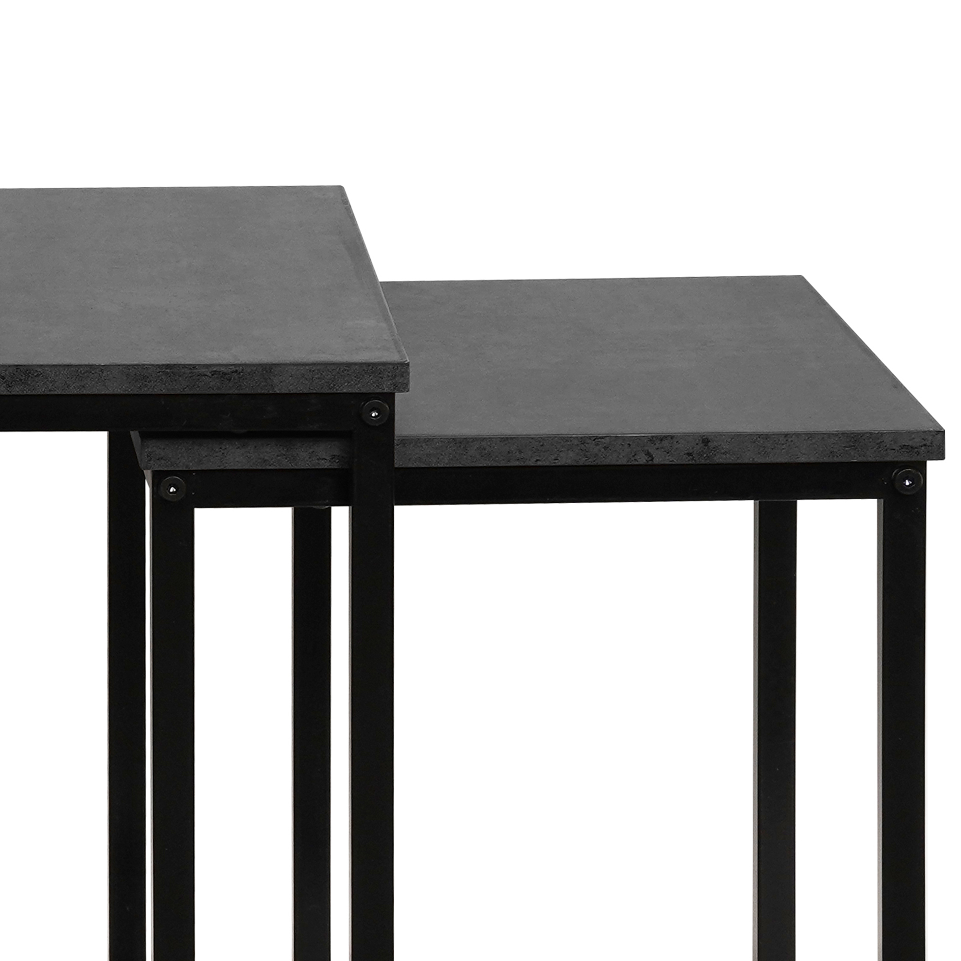 3er-Set Beistelltische - Betonoptik - schwarz - quadratisch