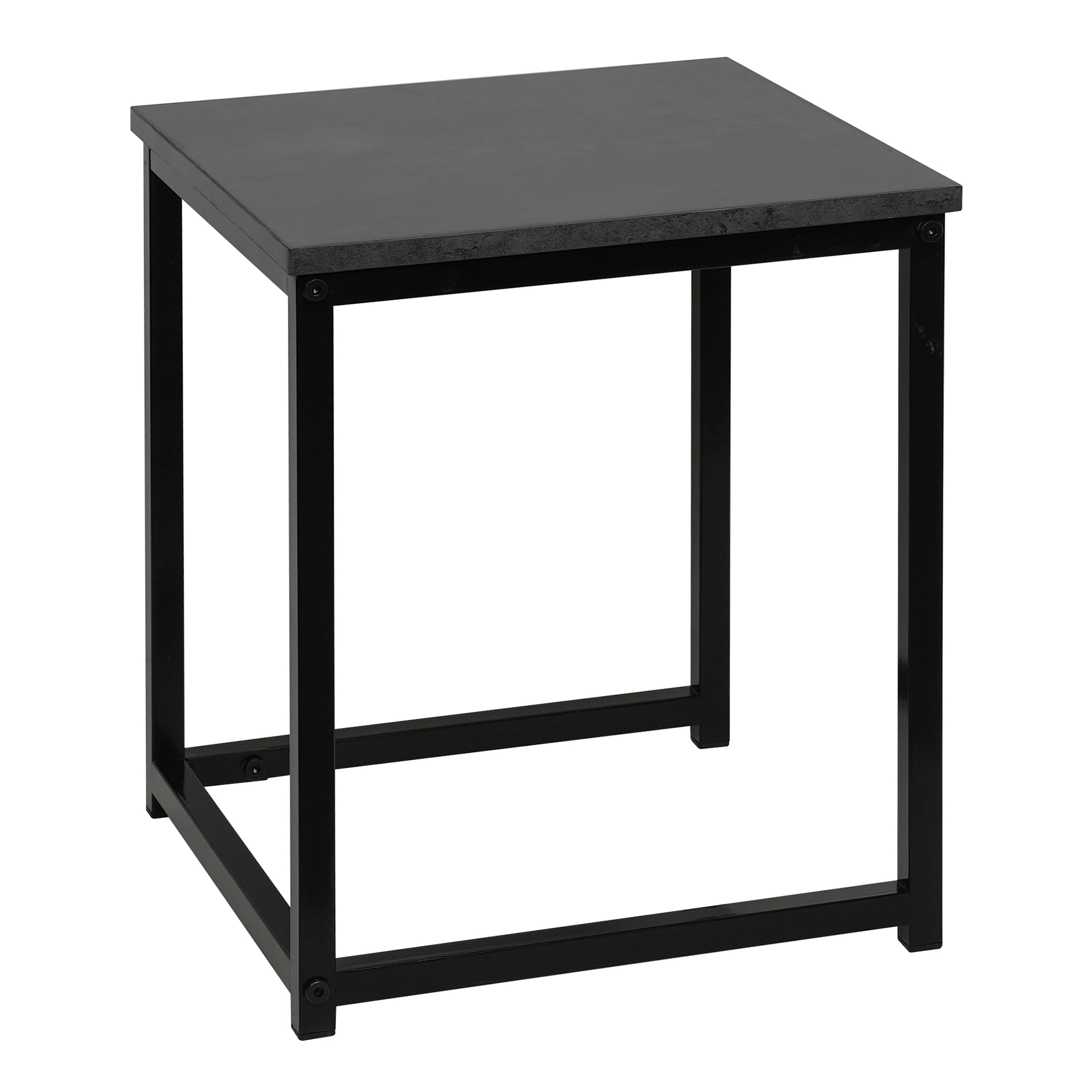 3er-Set Beistelltische - Betonoptik - schwarz - quadratisch