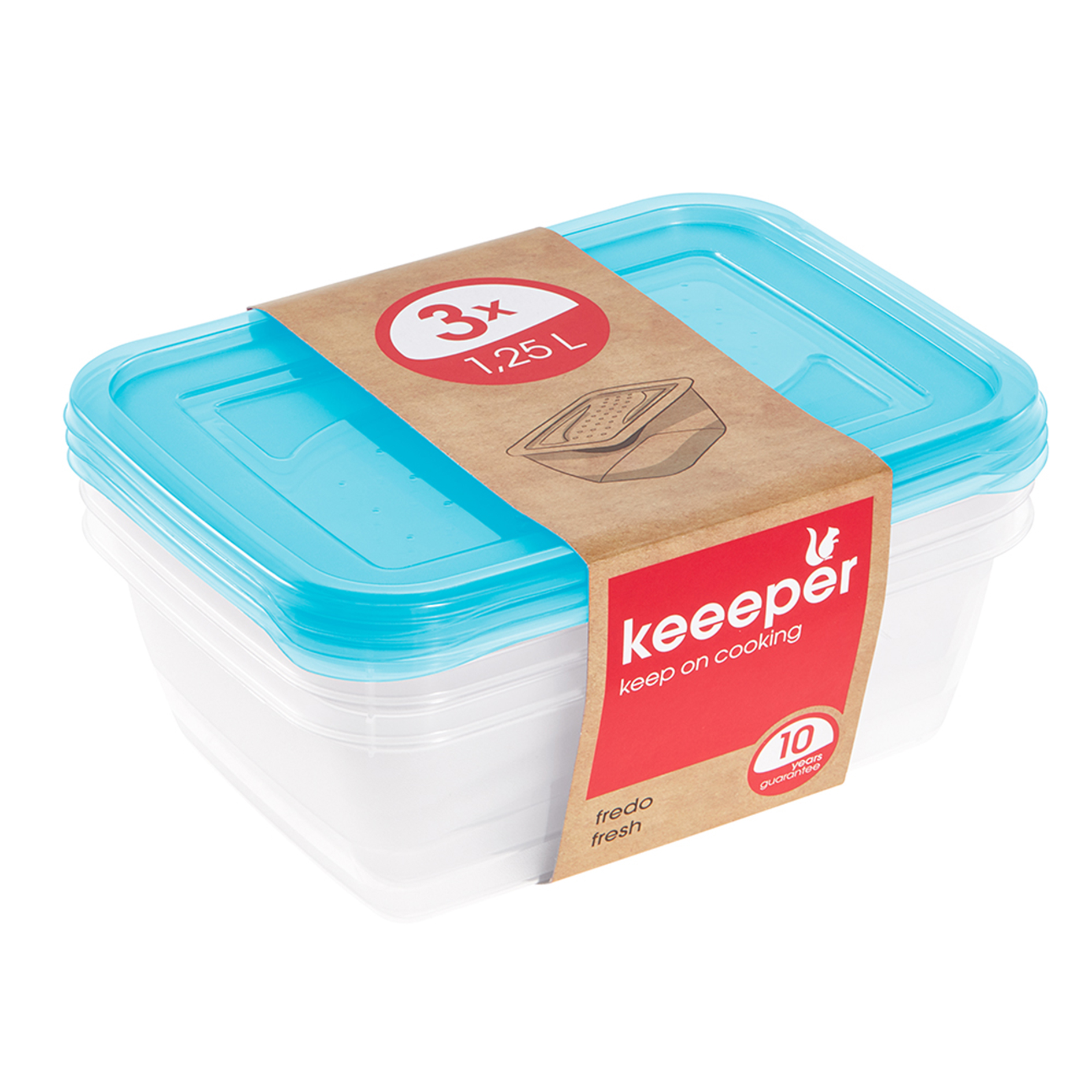 3er-Set Frischhaltedose - fresh blue-transparent - je 1,25 Liter