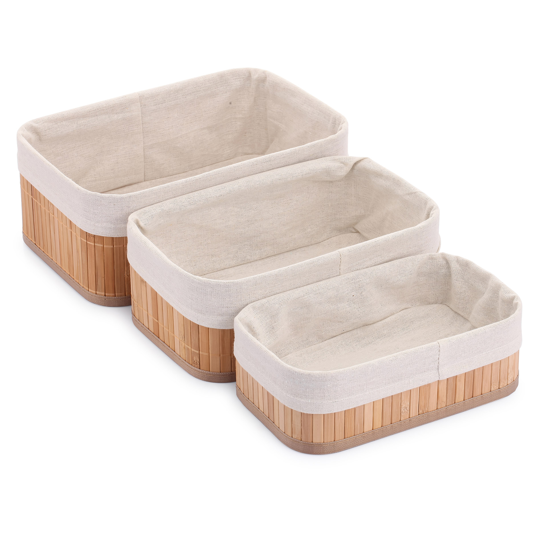 3er-Set Korb - beige - Holz