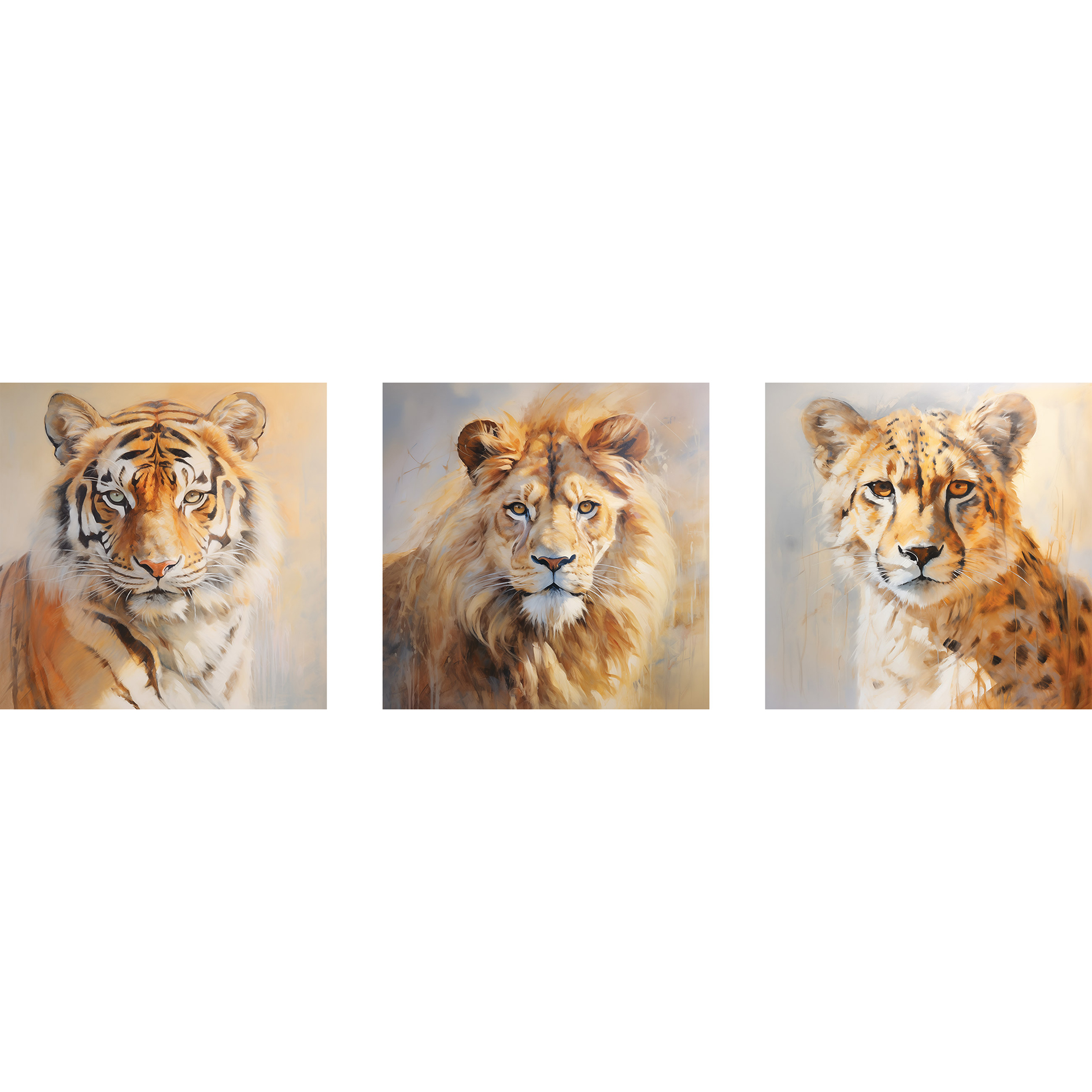 3er-Set Leinwandbild Animals IXX - bunt - je 25x25 cm