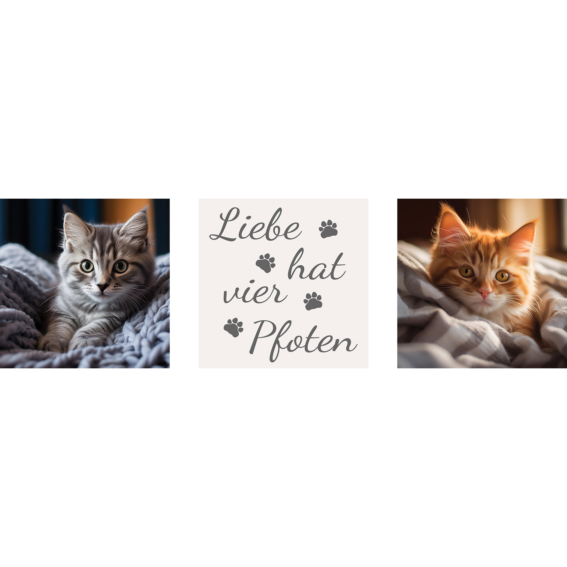 3er-Set Leinwandbild Animals Set II - bunt - je 25x25 cm