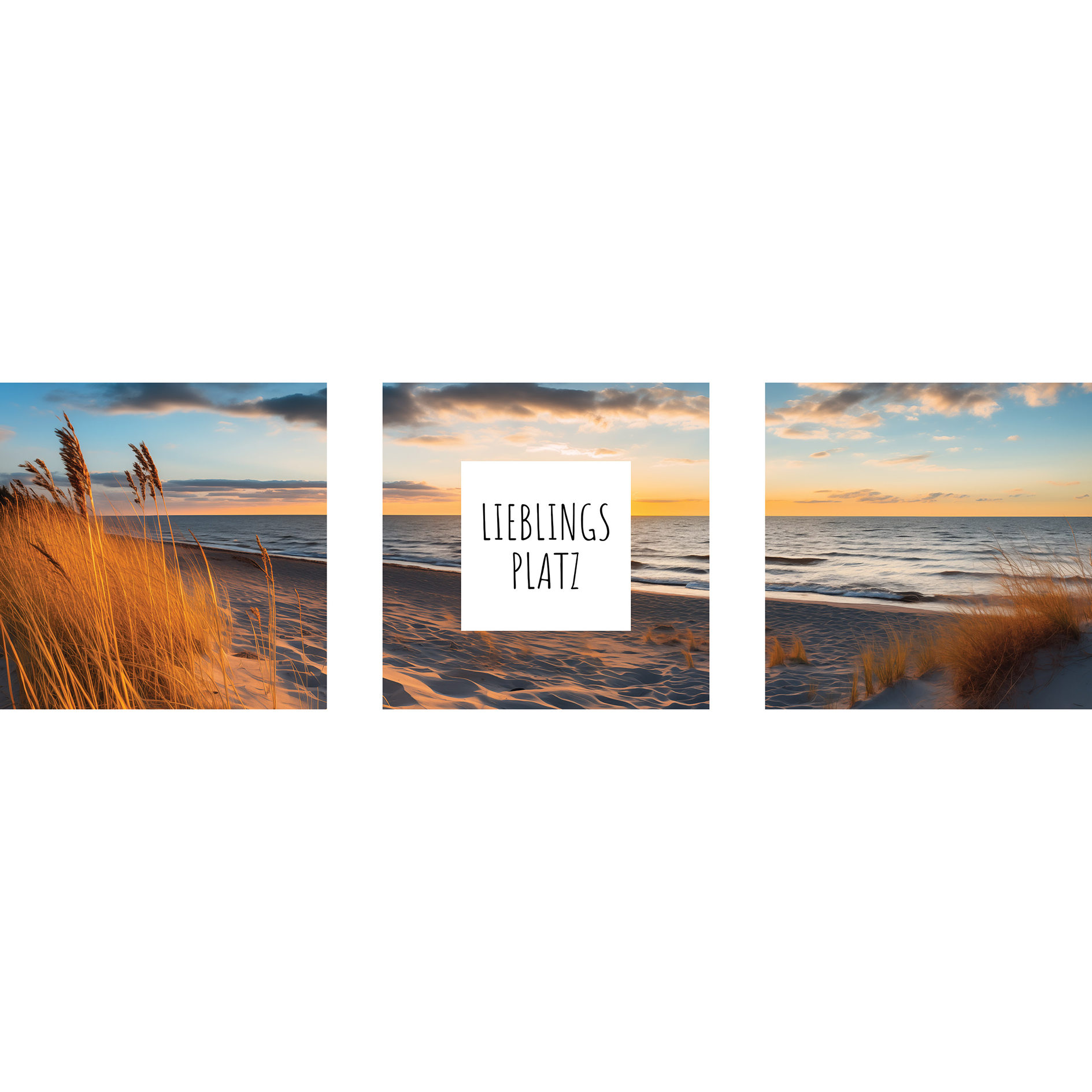 3er-Set Leinwandbild Beach Dreams IV - bunt - je 25x25 cm