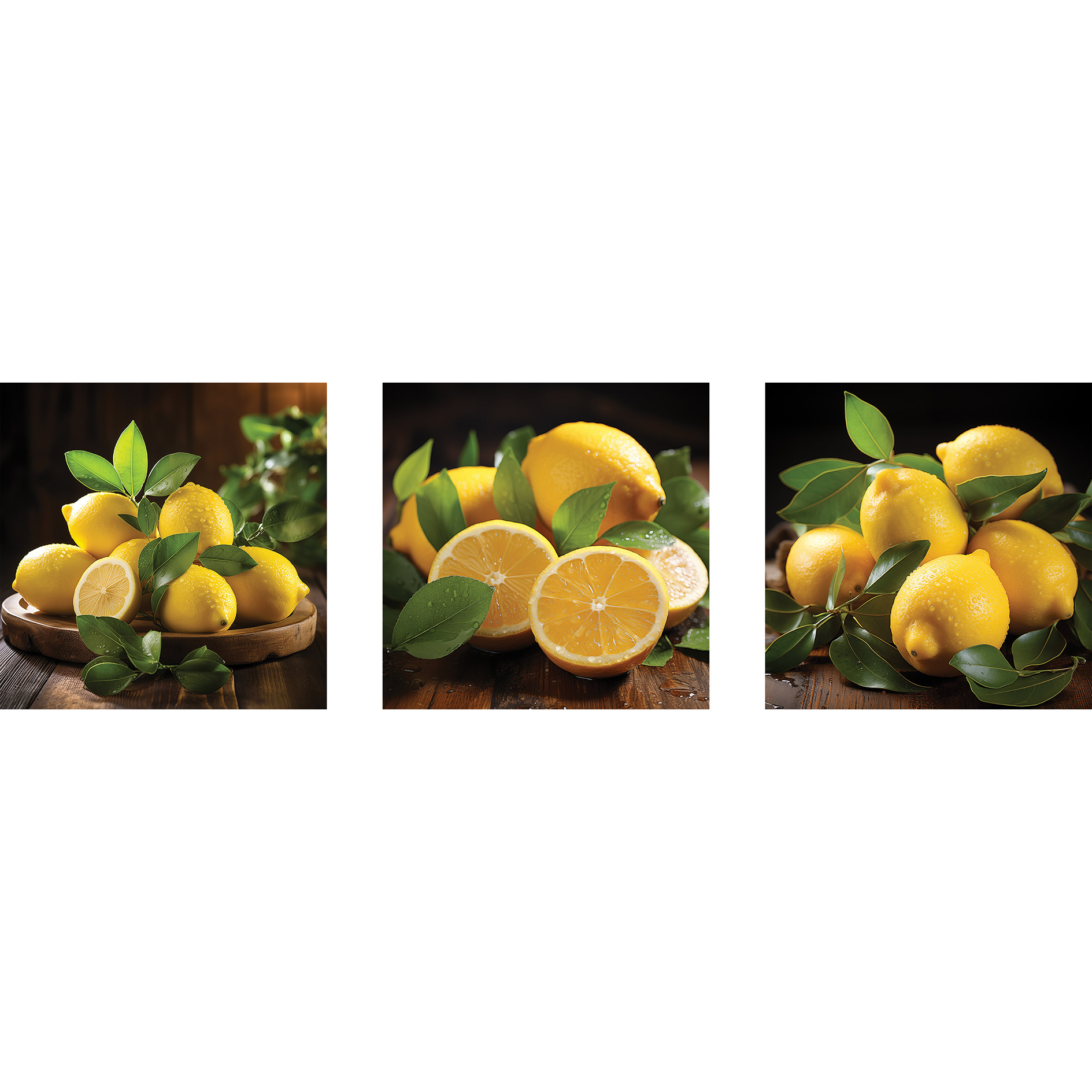 3er-Set Leinwandbild Fruit V - bunt - je 25x25 cm
