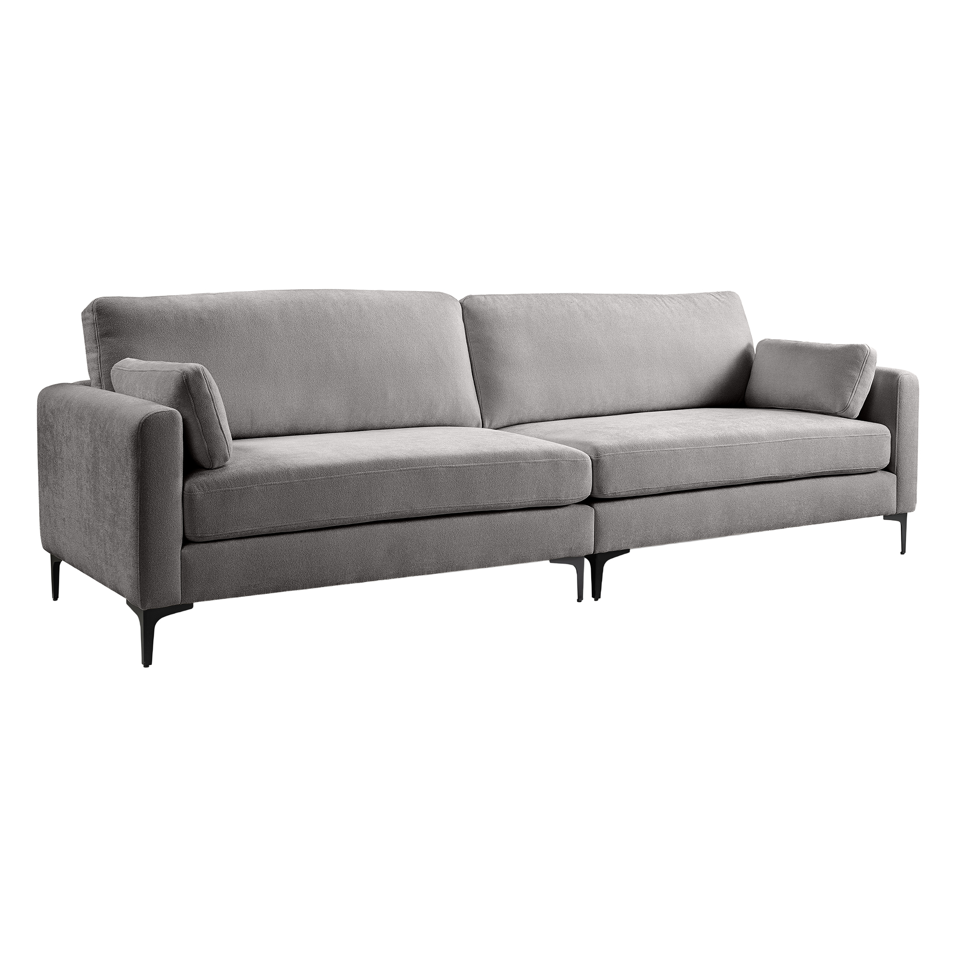 4-Sitzer Sofa VENTI - hellgrau - Webstoff - mit Kissen
