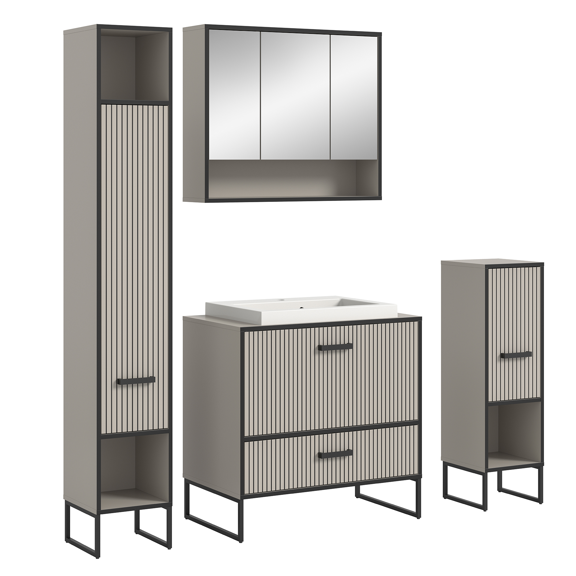 4-teilige Badkombination BAGNO - Kaschmir - mit Waschtisch