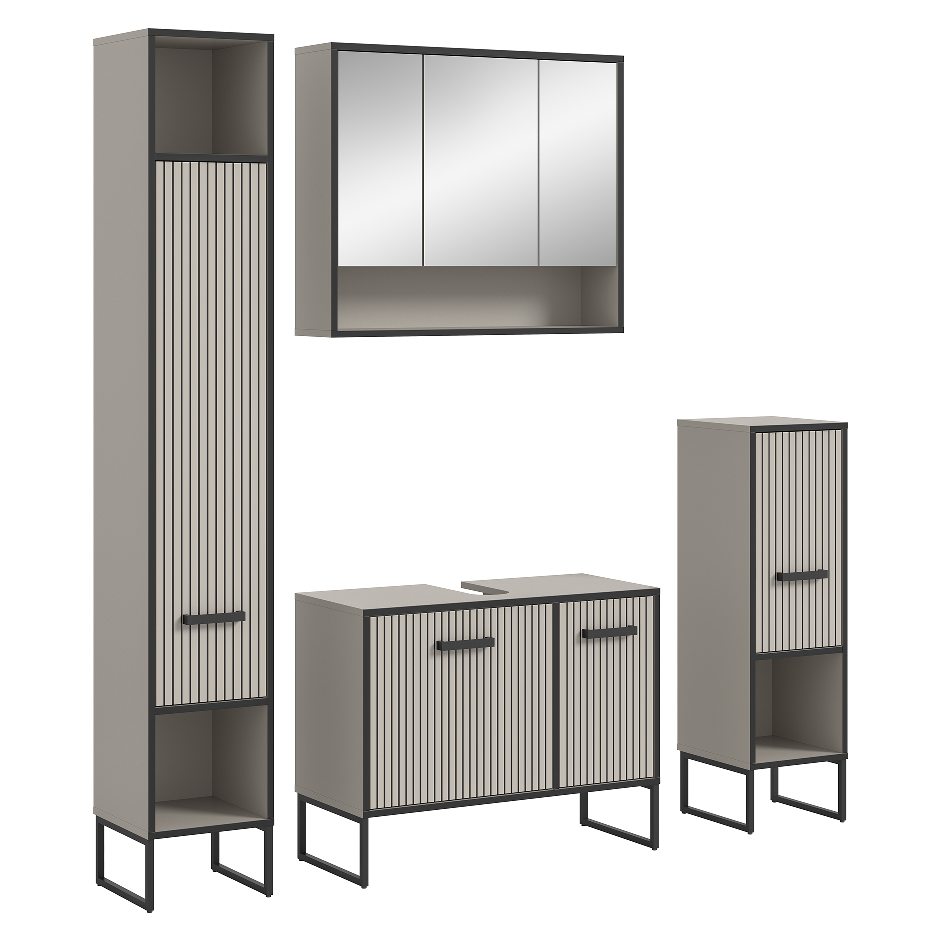 4-teilige Badkombination BAGNO - Kaschmir - Waschbeckenunterschrank