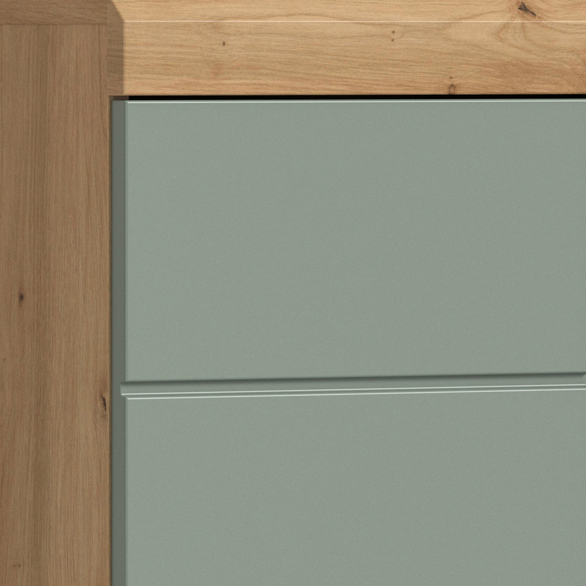 4-teilige Badkombination SCOUT - Salbei - Artisan Eiche - Spiegelschrank - 186 cm