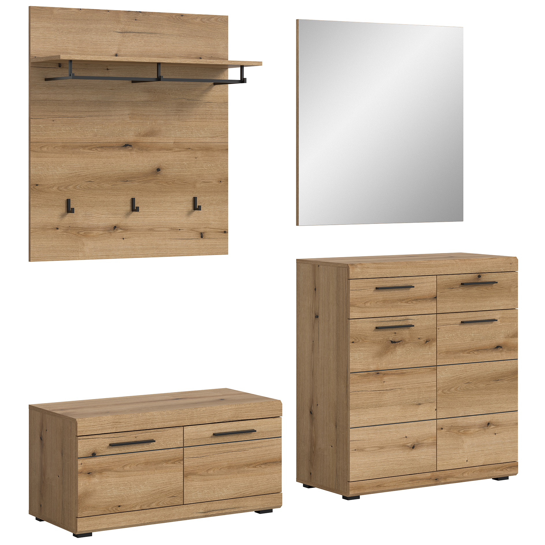 4-teilige Garderobenkombination SCOUT - Evoke Eiche - 195 cm
