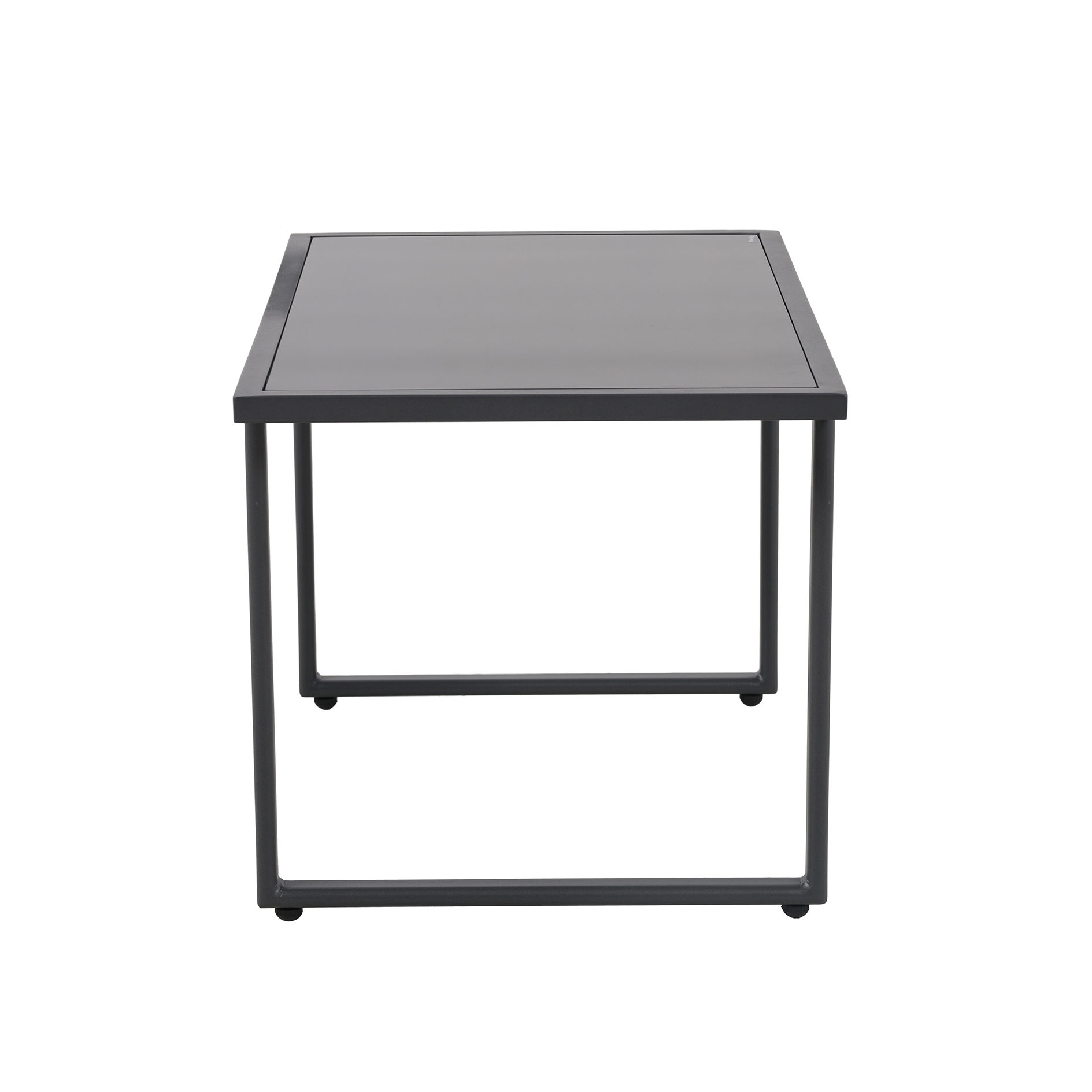 4-teilige Garten-Sitzgruppe - grau - Glas-Tischplatte