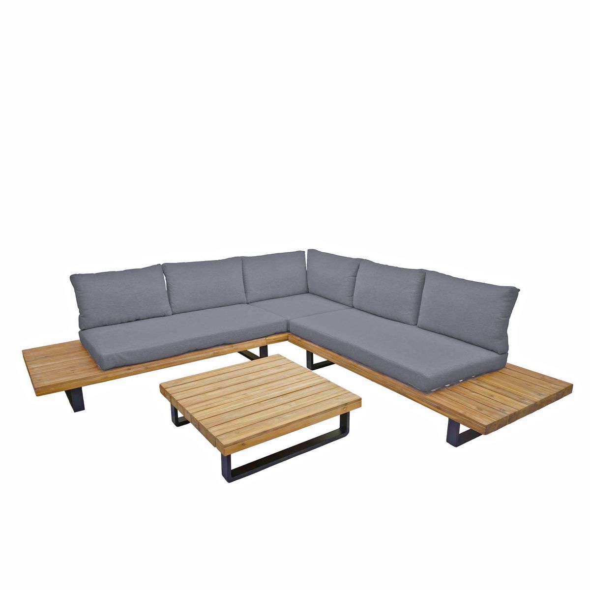 4-teilige Lounge-Gruppe ACAPULCO - grau-teak - Akazie massiv