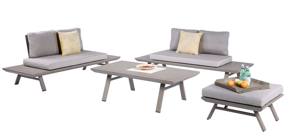 4-teilige Lounge-Gruppe CELIA - hellgrau-taupe