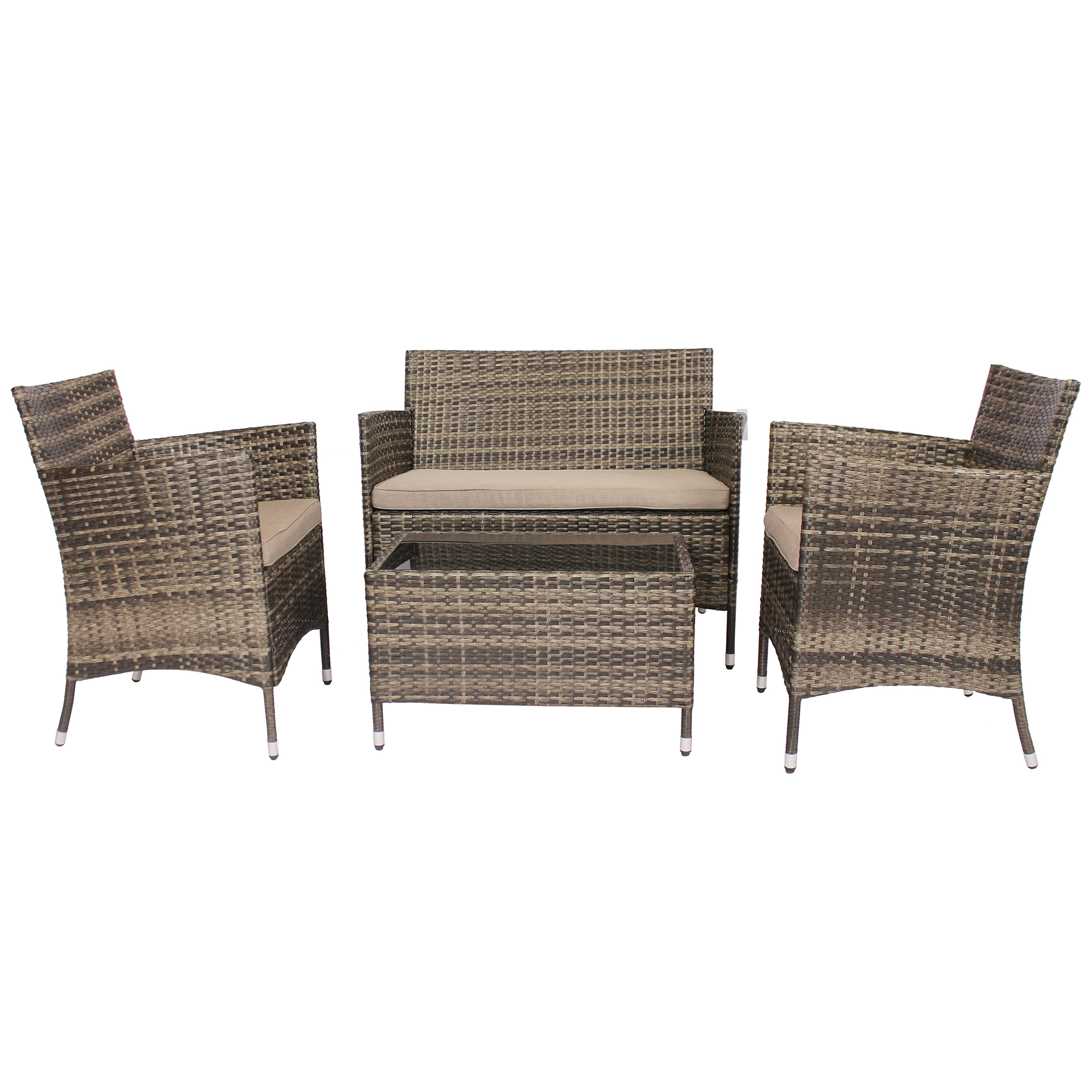 4-teilige Loungegarnitur - braun - Polyrattan
