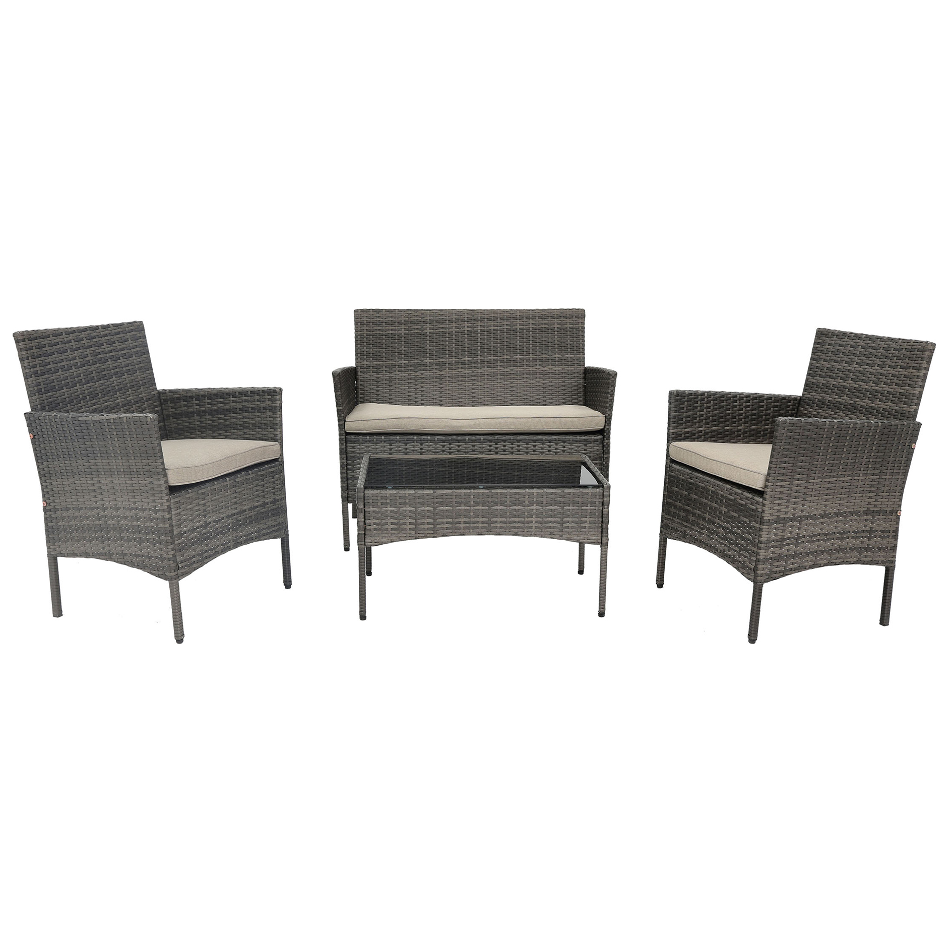 4-teilige Loungegarnitur - grau - Polyrattan