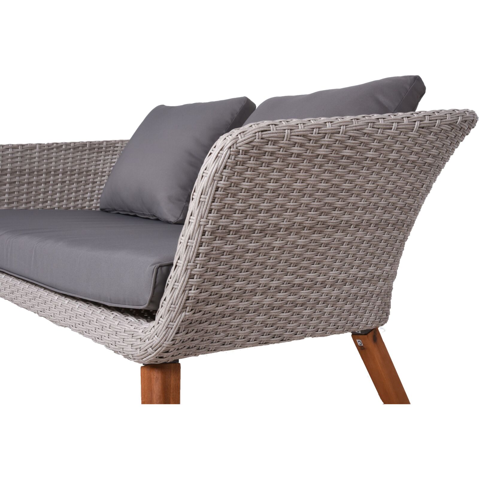 4-teilige Sitzgruppe ARONA - grau - Akazie massiv - Polyrattan
