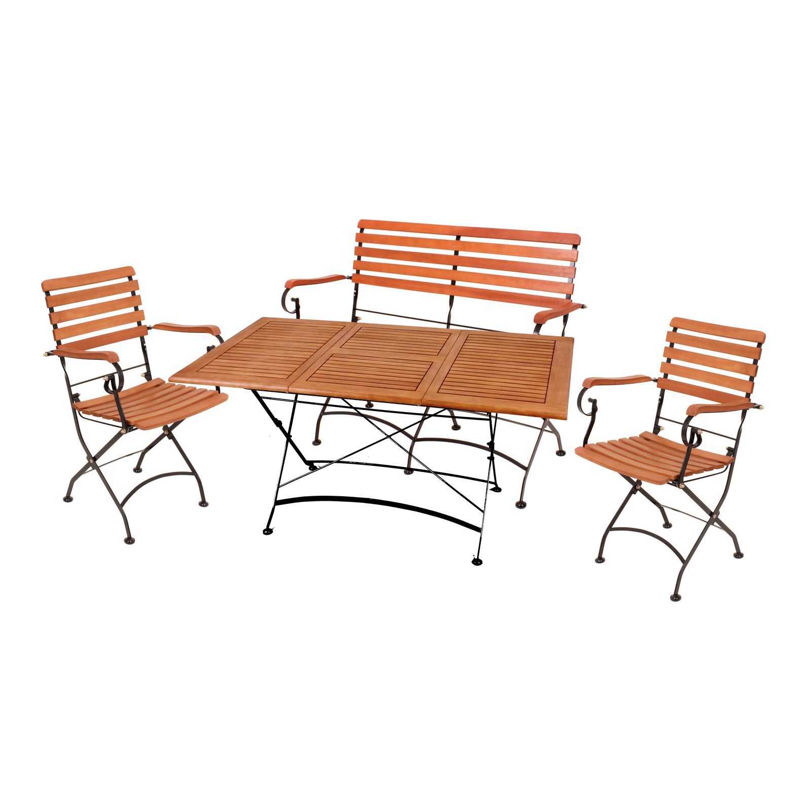 4-teilige Sitzgruppe WIEN Set 6 - Eukalyptus - mit Bank