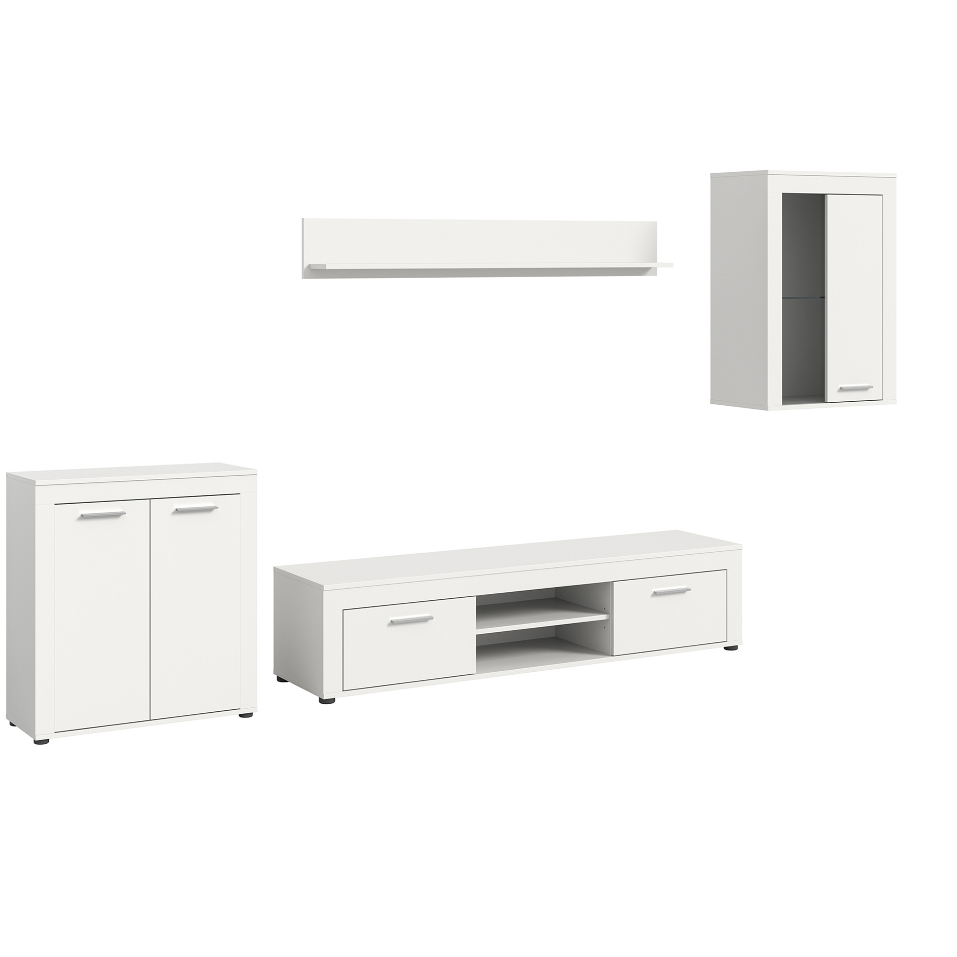 4-teilige Wohnkombination JAM - weiß - mit Highboard - 330 cm