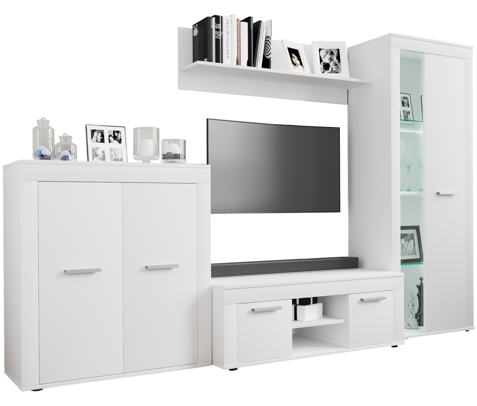 4-teilige Wohnwand USILO L - weiß - 242 cm