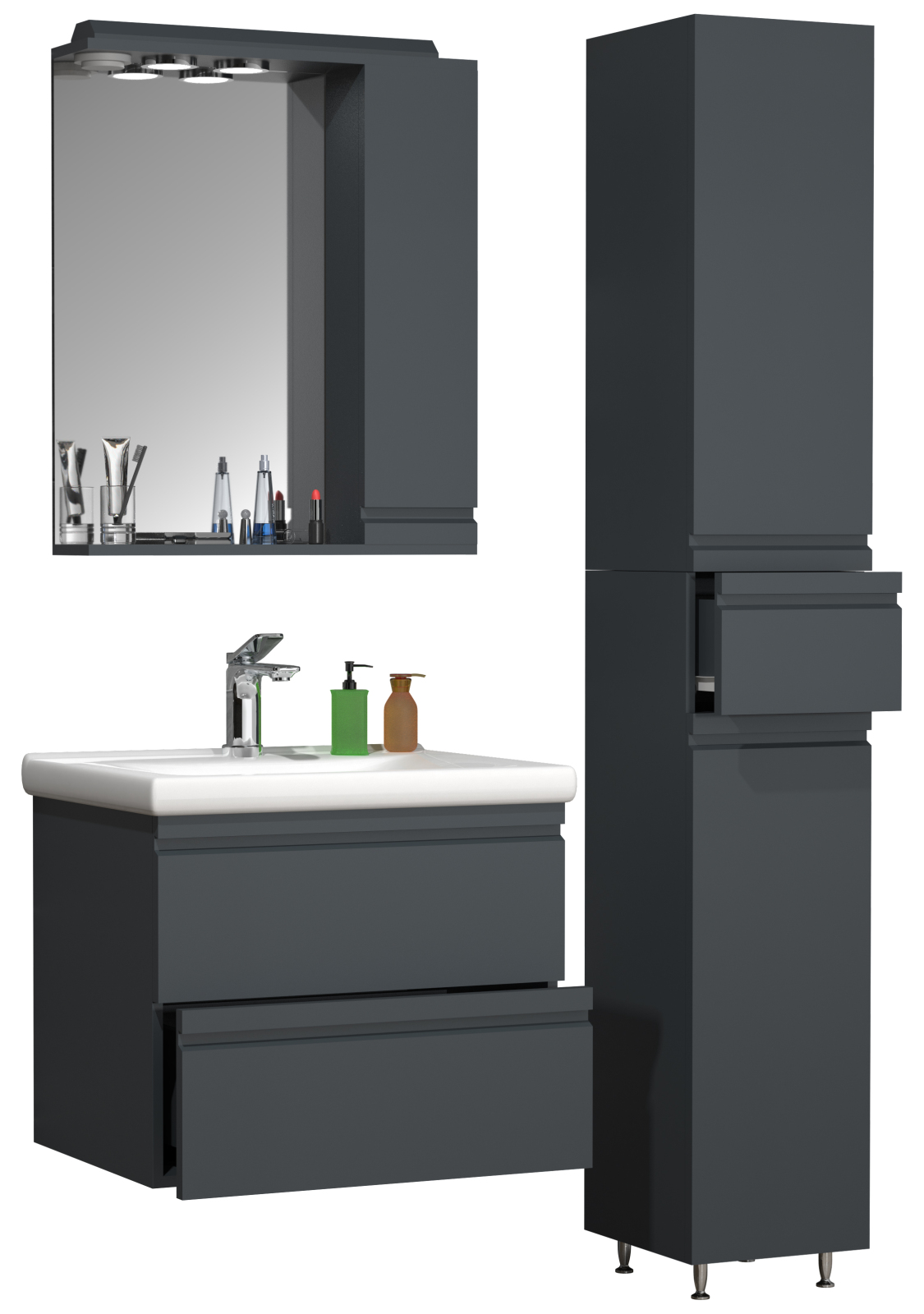 4-teiliger Badblock SILORA L - anthrazit