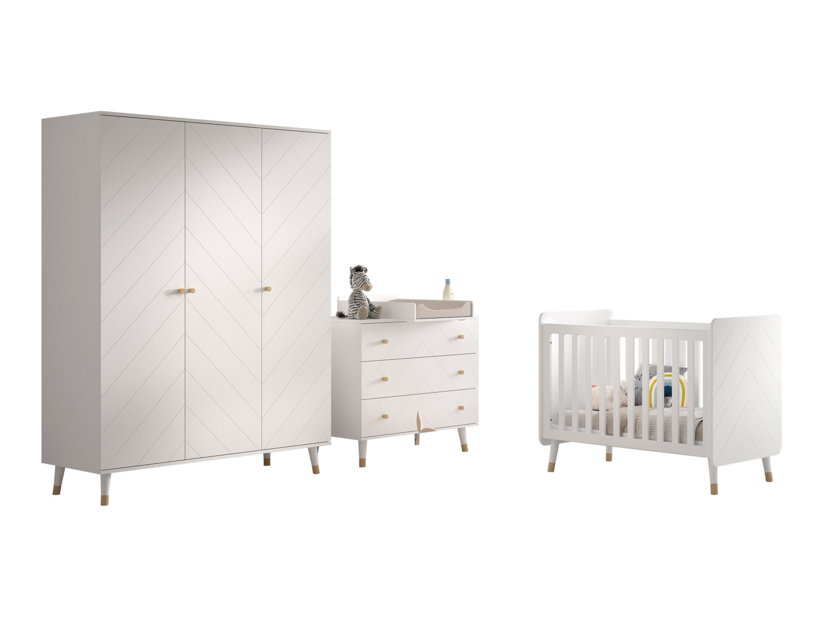 4-teiliges Babyzimmer-Set BILLY - weiß satin