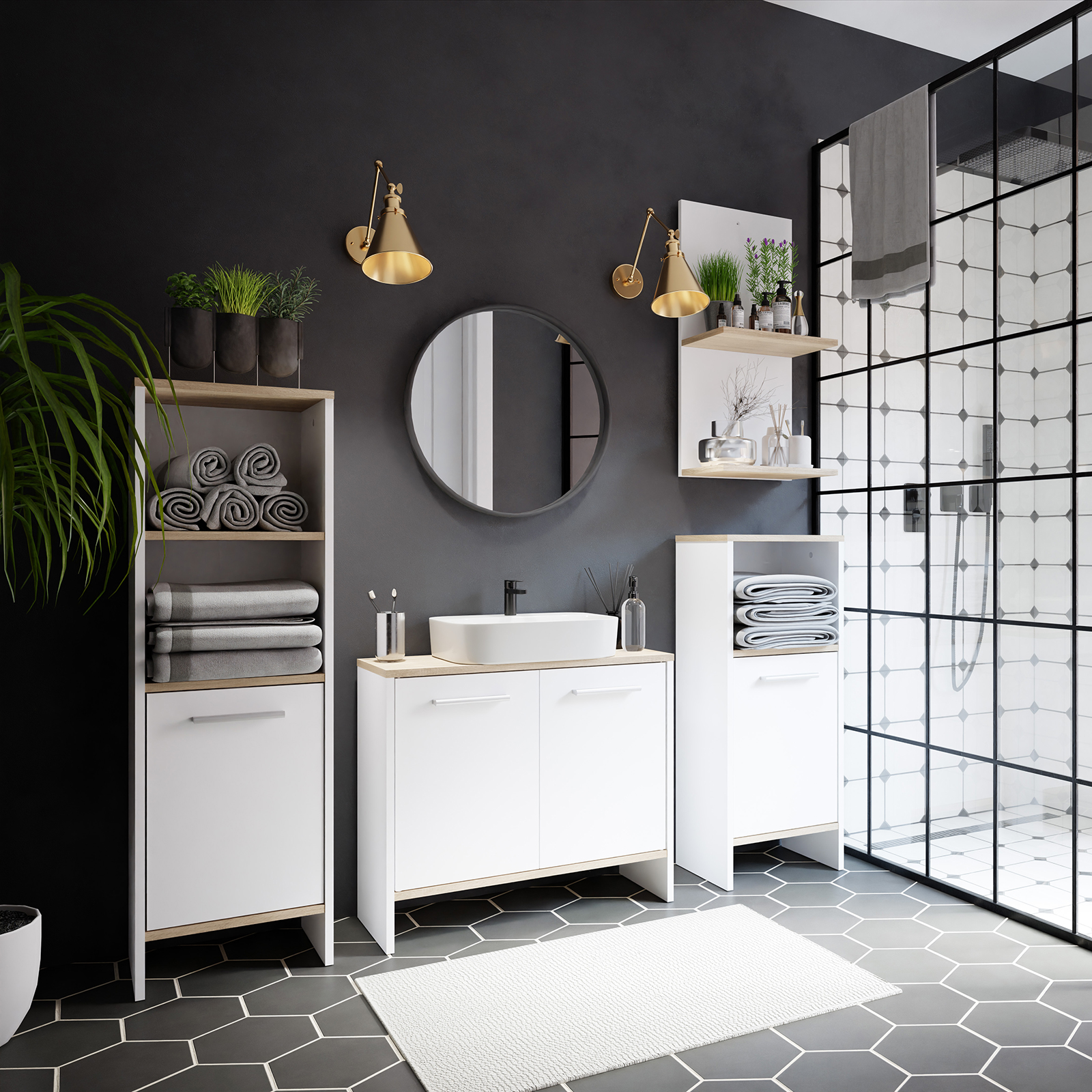 Fapully Badezimmer-Set 4-tlg. – Handtuchstange, Ring, Haken & Papierhalter In Matt-Schwarz
