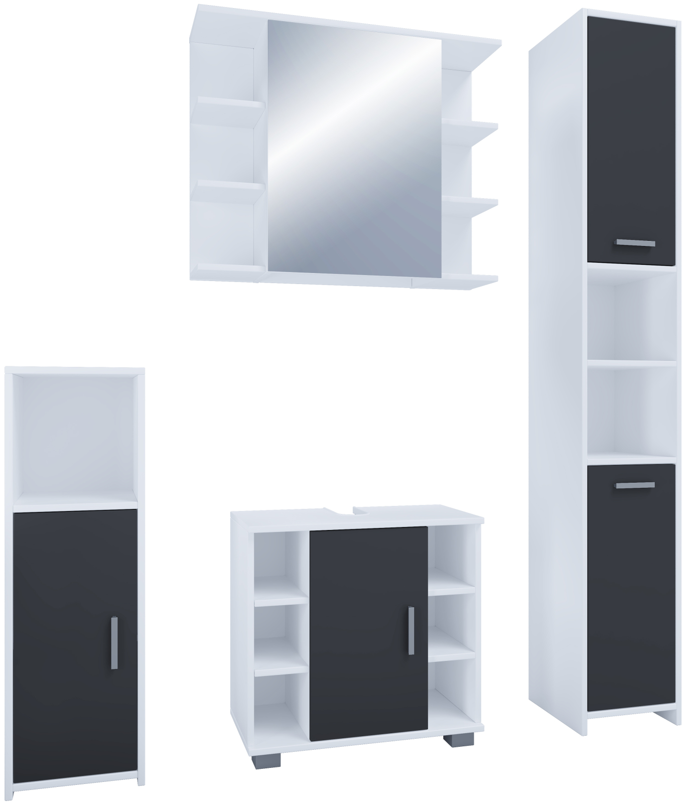4-teiliges Badmöbelset-Set ZALO II - schwarz-weiß