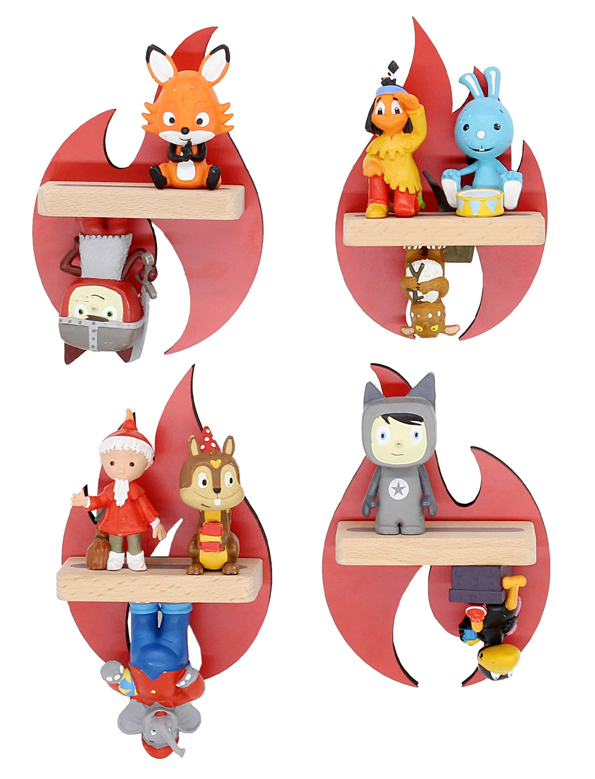 4-teiliges BOARTI Tonieregal-Set - FLAMMEN - rot - für 20 Tonies