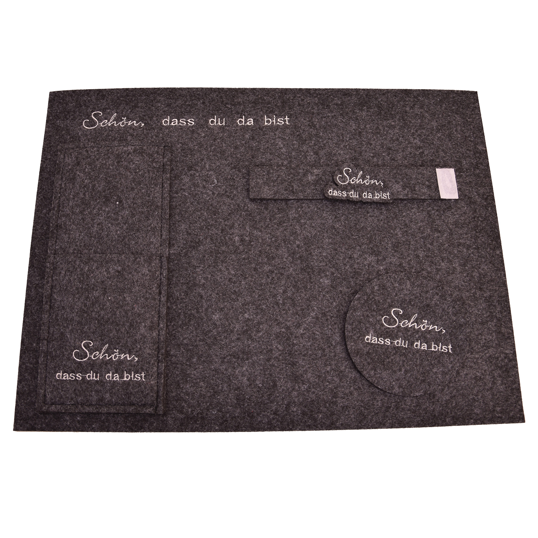 4-teiliges Filz-Platzset - Schön, dass du da bist - 40x30 cm