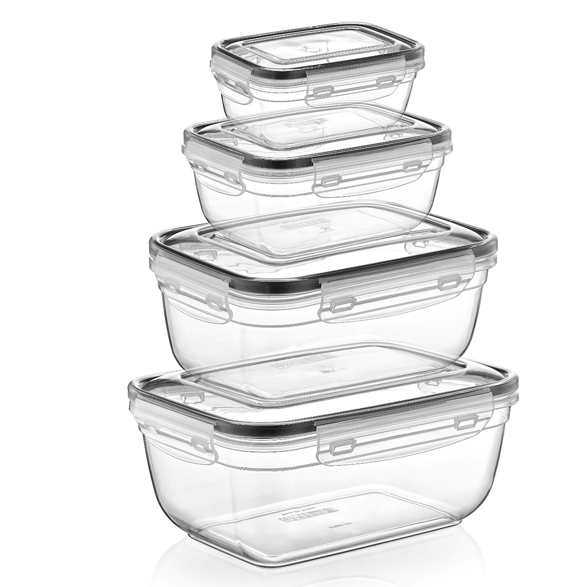 4-teiliges Frischhaltedosen-Set - transparent - 400-2300 ml