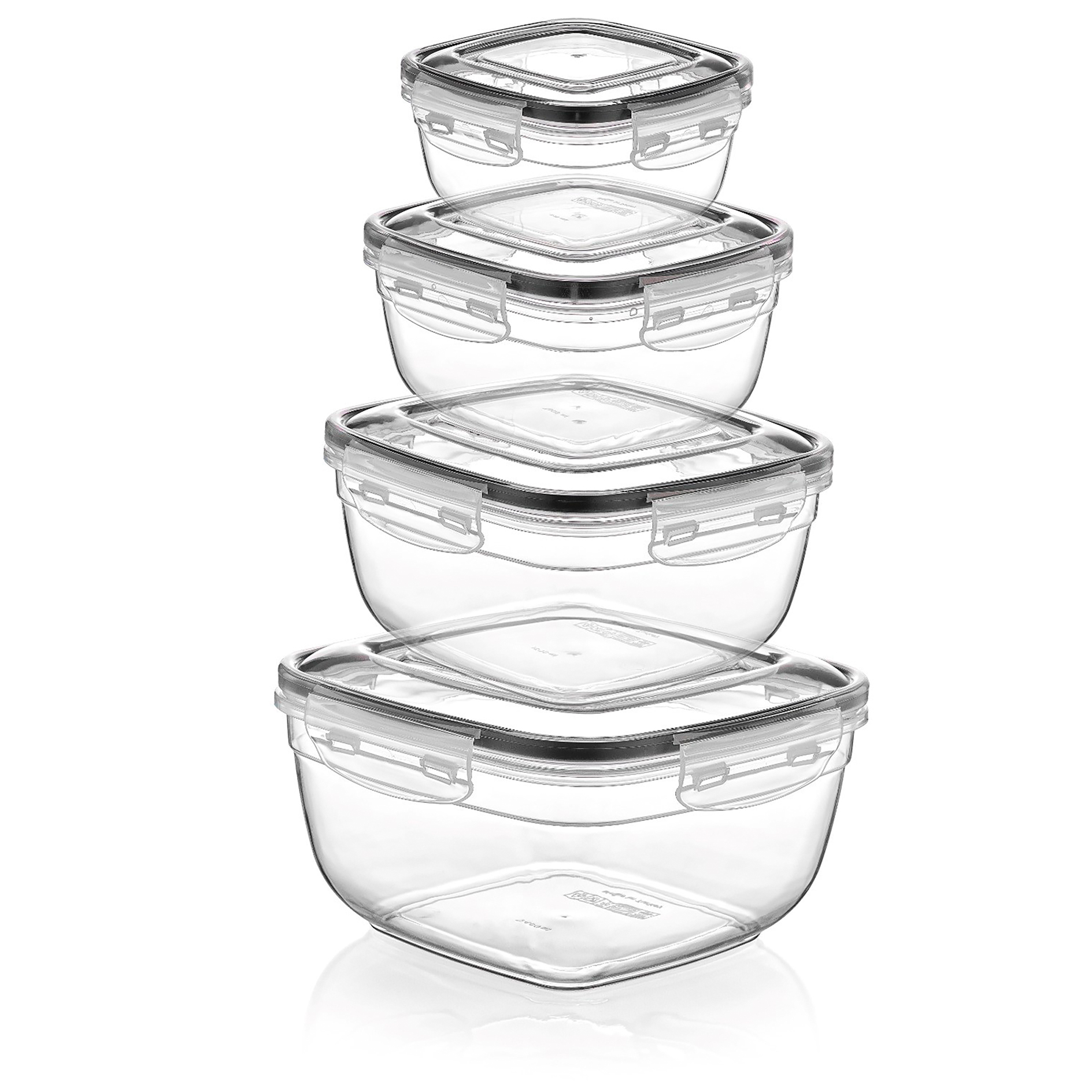 4-teiliges Frischhaltedosen-Set - transparent - 500-2400 ml