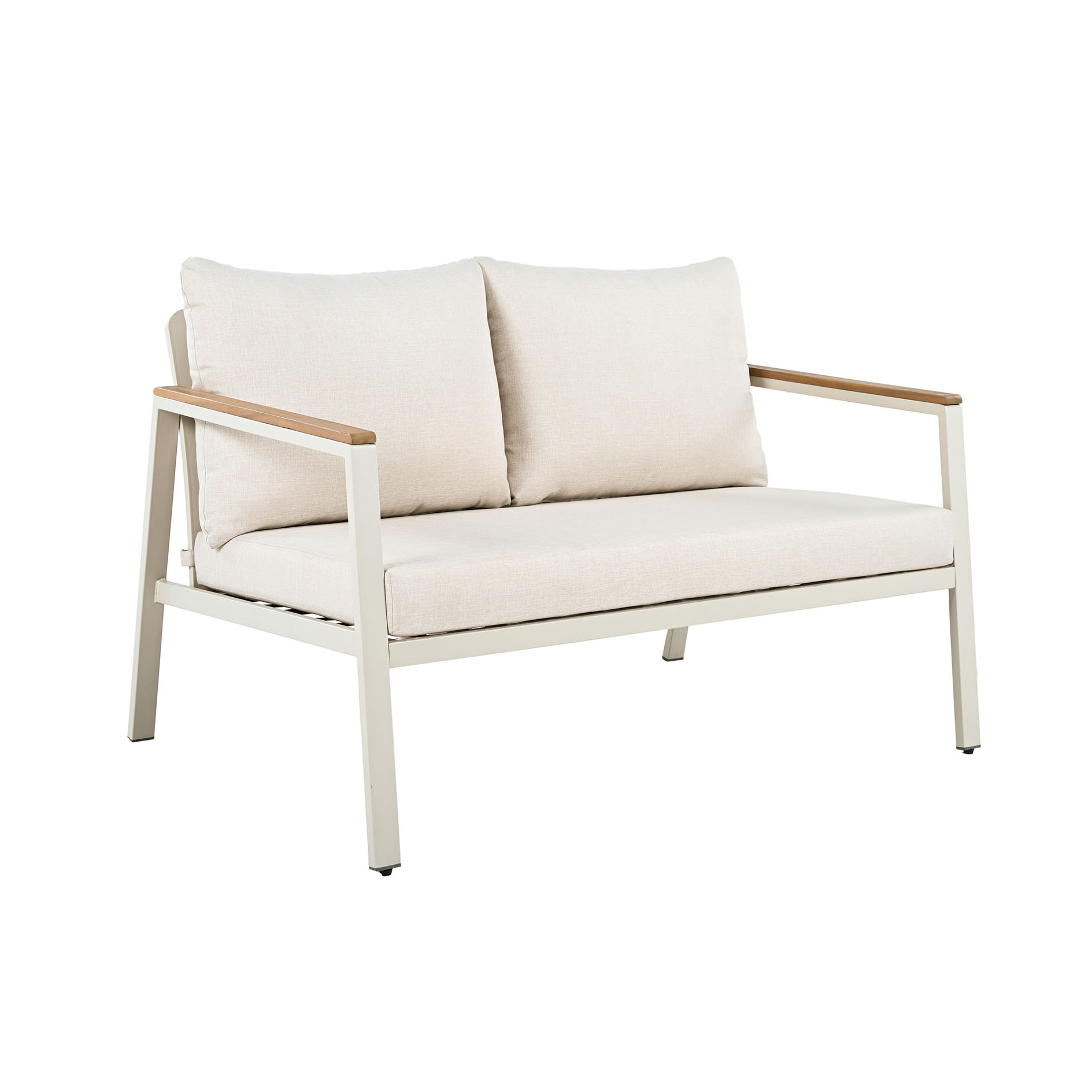 4-teiliges Garten-Lounge-Set - creme - Acacia - mit Kissen