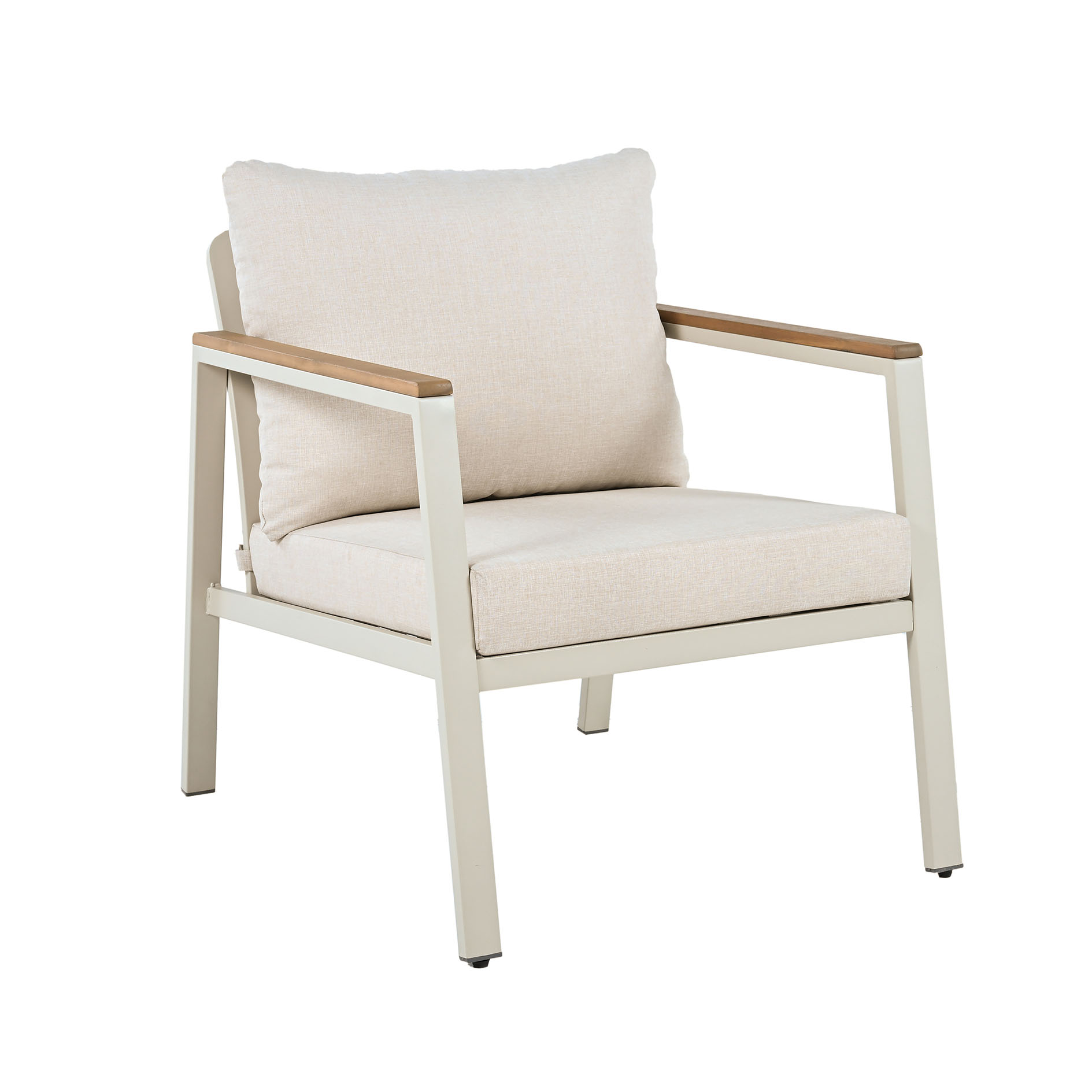 4-teiliges Garten-Lounge-Set - creme - Acacia - mit Kissen