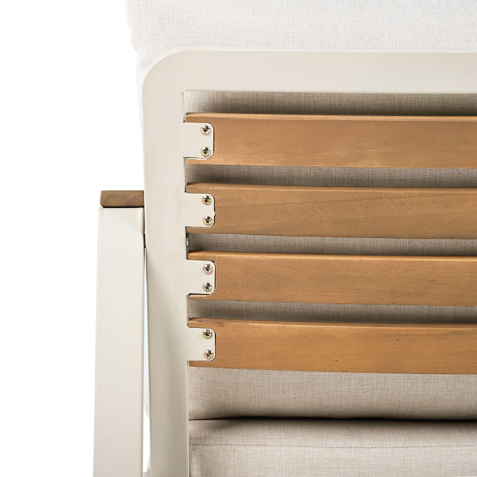4-teiliges Garten-Lounge-Set - creme - Acacia - mit Kissen