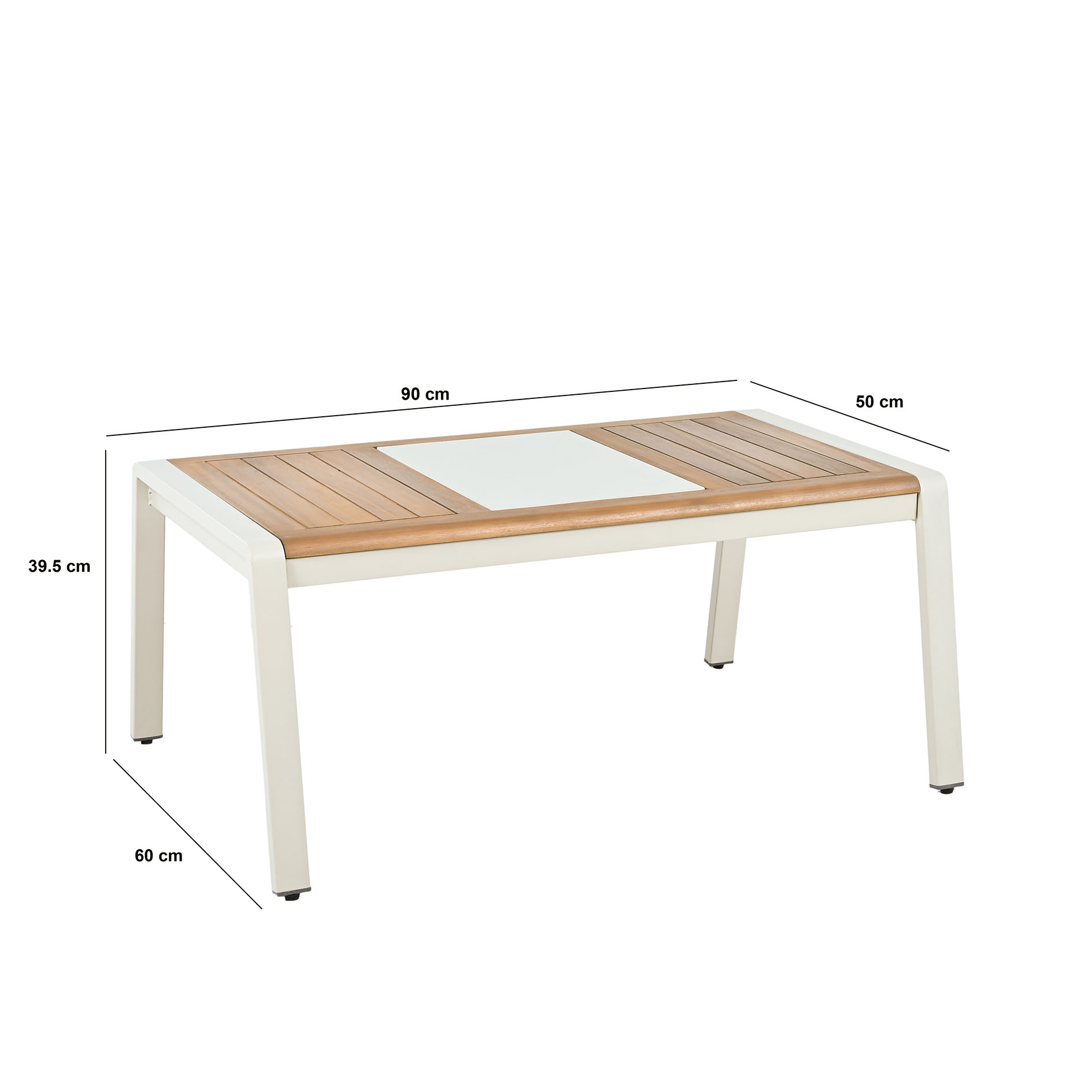 4-teiliges Garten-Lounge-Set - creme - Acacia - mit Kissen
