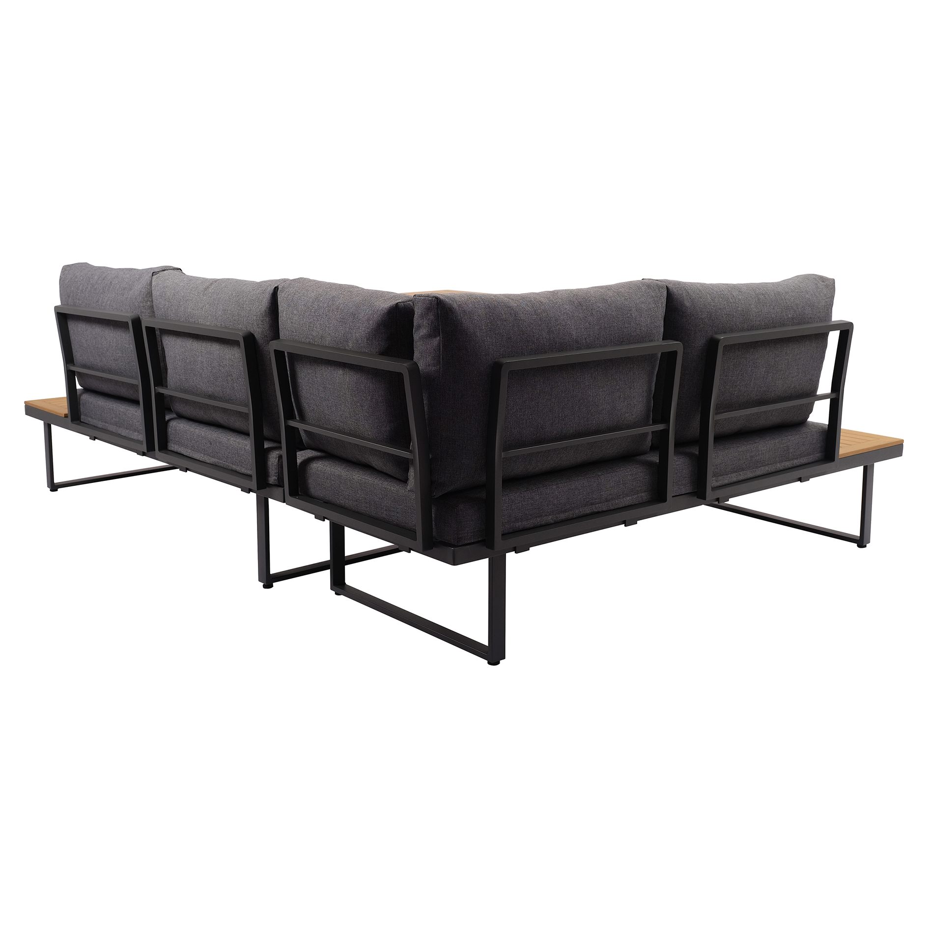 4-teiliges Garten-Loungeset - grau-holzfarben - mit Kissen