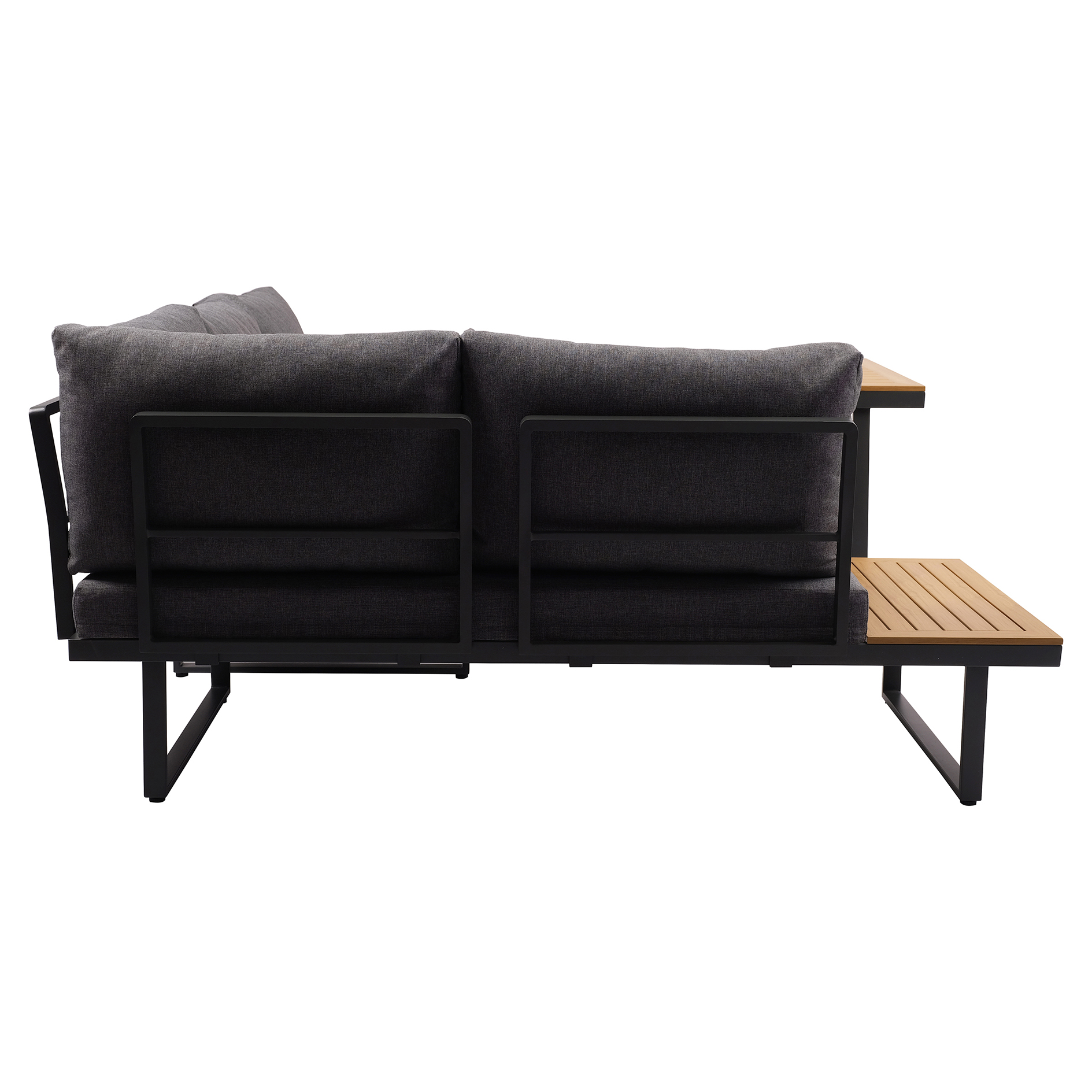 4-teiliges Garten-Loungeset - grau-holzfarben - mit Kissen