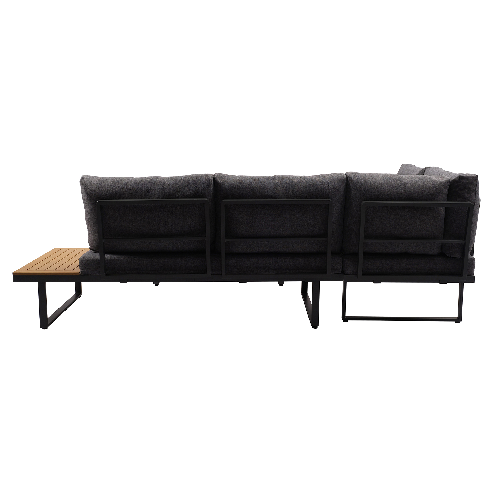 4-teiliges Garten-Loungeset - grau-holzfarben - mit Kissen