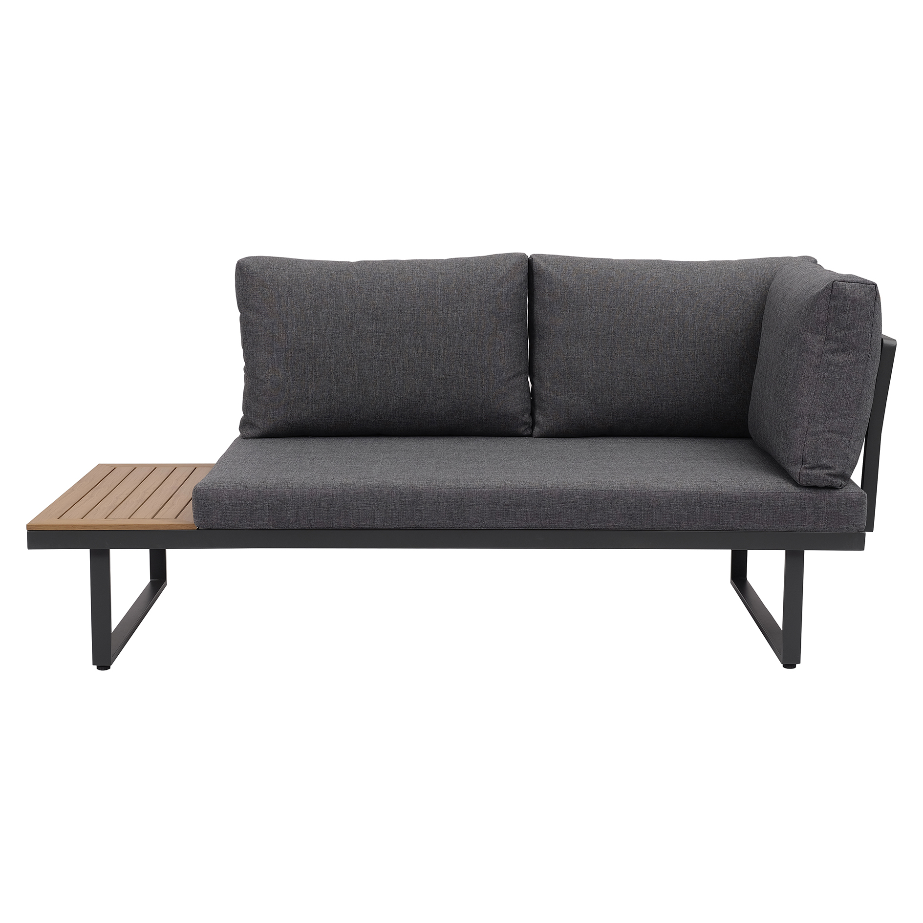 4-teiliges Garten-Loungeset - grau-holzfarben - mit Kissen
