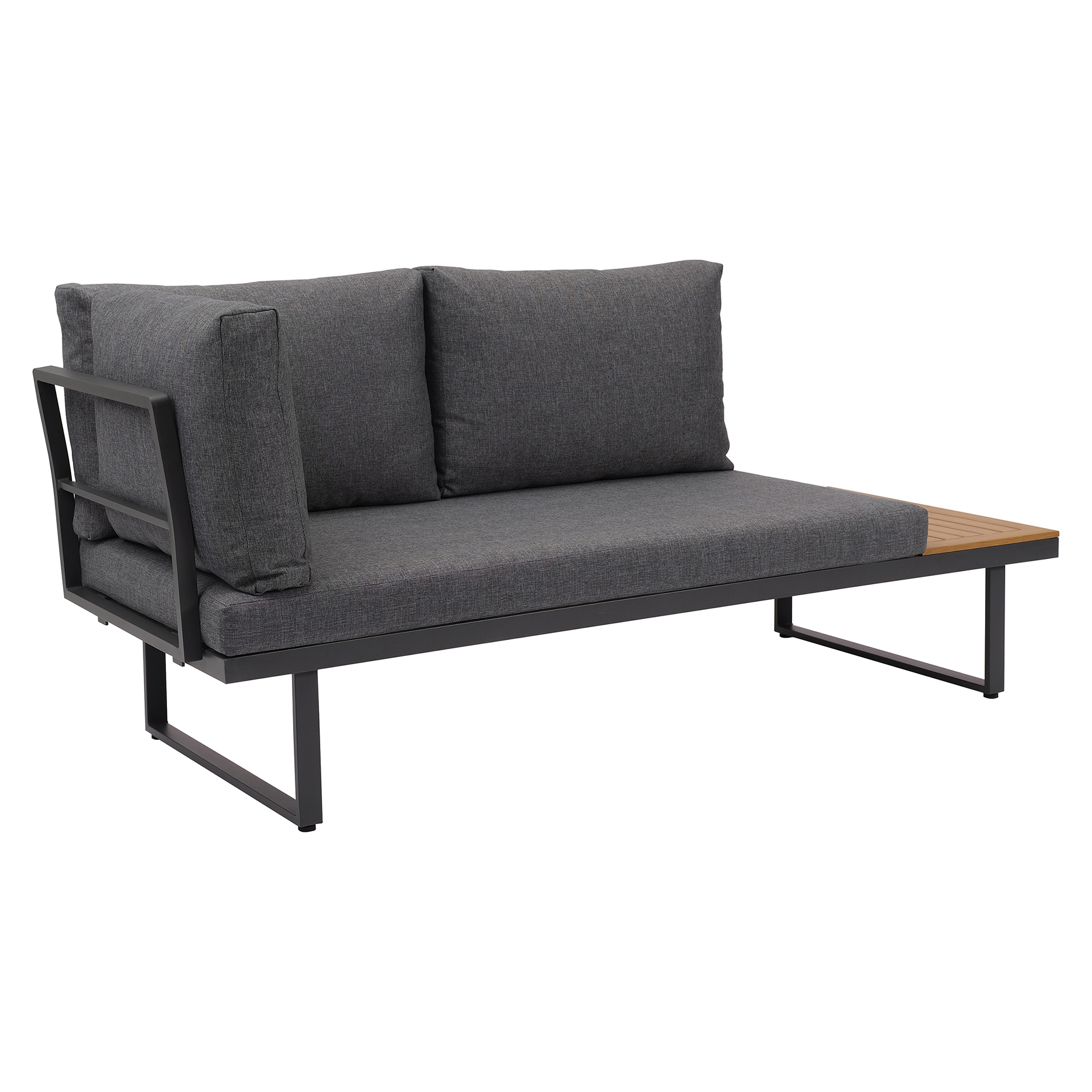 4-teiliges Garten-Loungeset - grau-holzfarben - mit Kissen