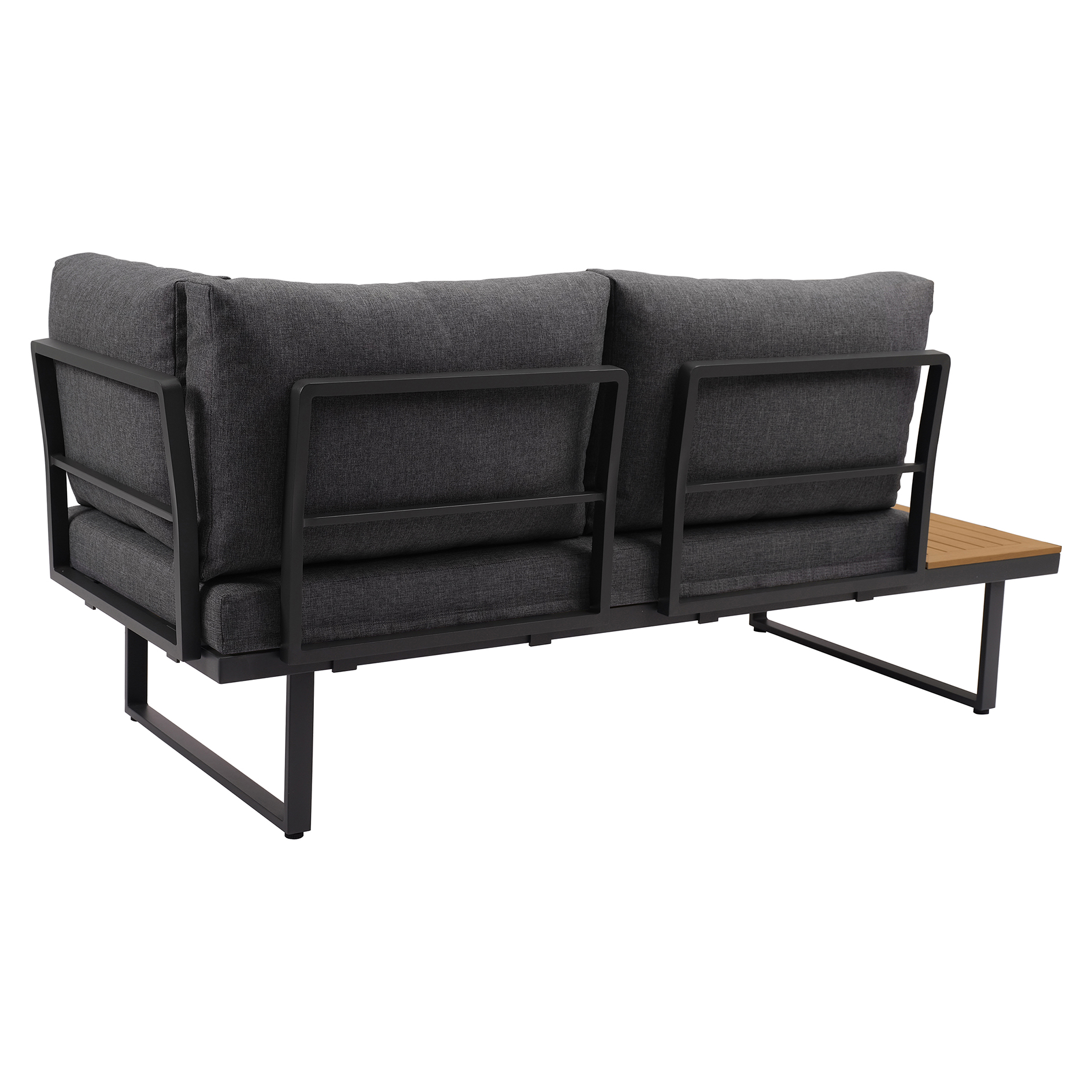 4-teiliges Garten-Loungeset - grau-holzfarben - mit Kissen