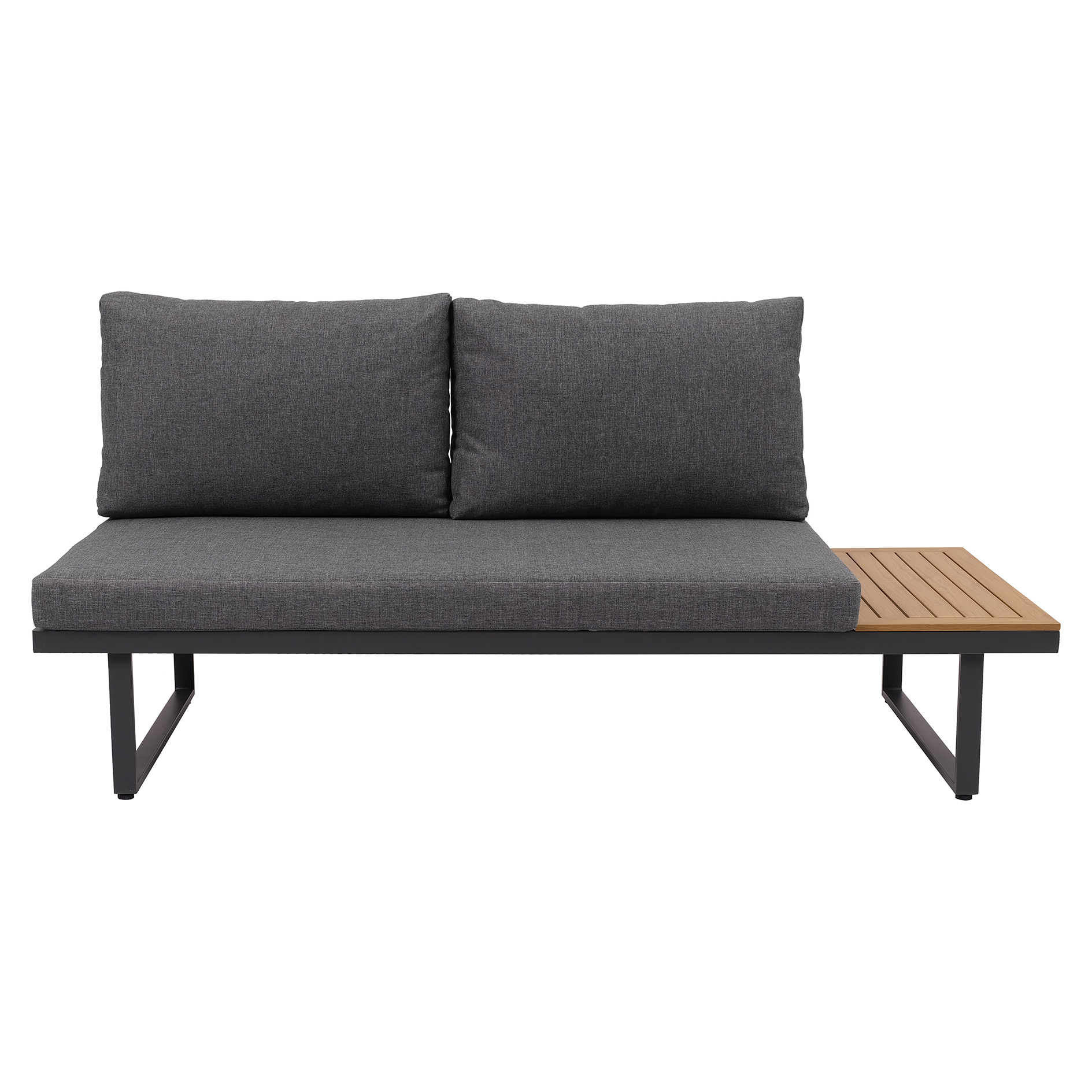 4-teiliges Garten-Loungeset - grau-holzfarben - mit Kissen